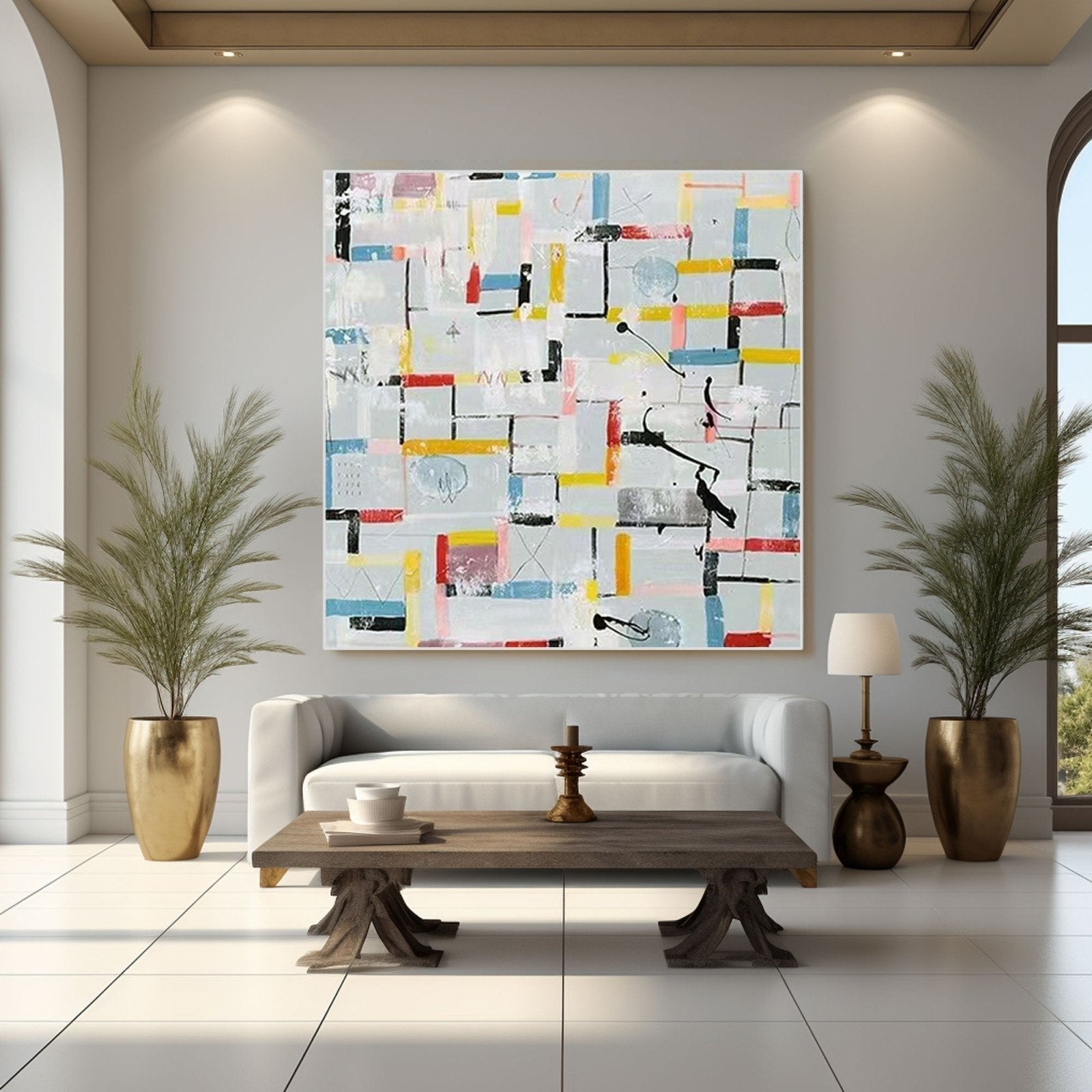 Colorful Geometric Abstract Painting on Canvas for Modern Living Room #TC 206