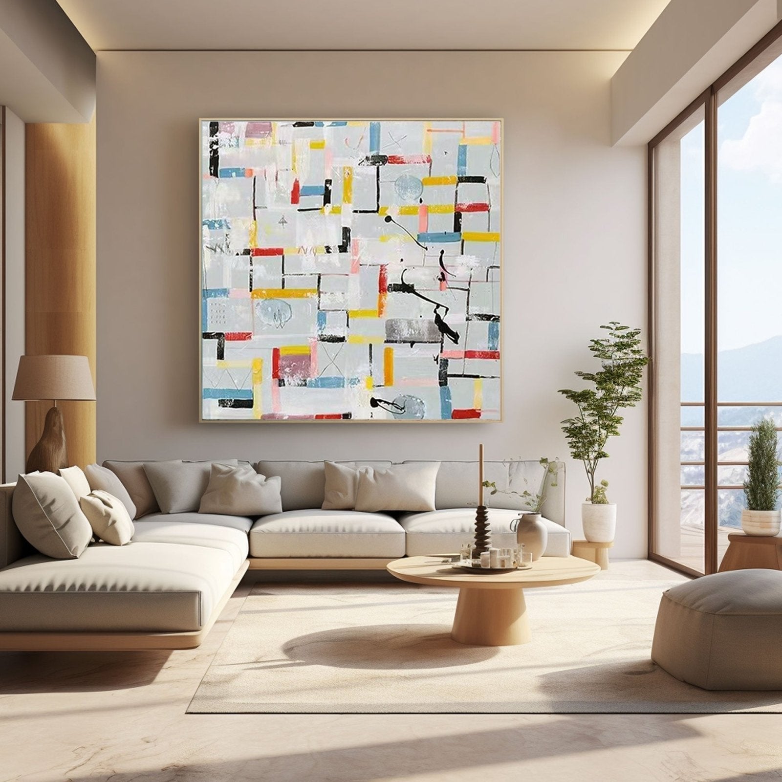 Colorful Geometric Abstract Painting on Canvas for Modern Living Room #TC 206