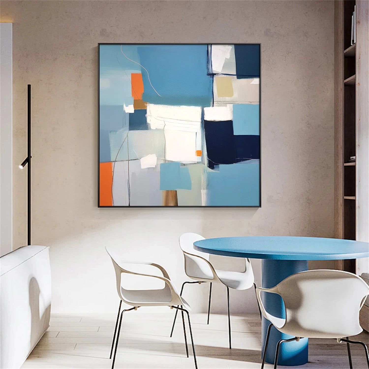 Modern Abstract Wall Decor | Blue Orange Neutral #TB 095