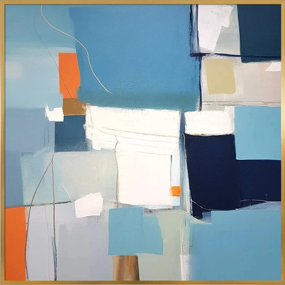Modern Abstract Wall Decor | Blue Orange Neutral #TB 095