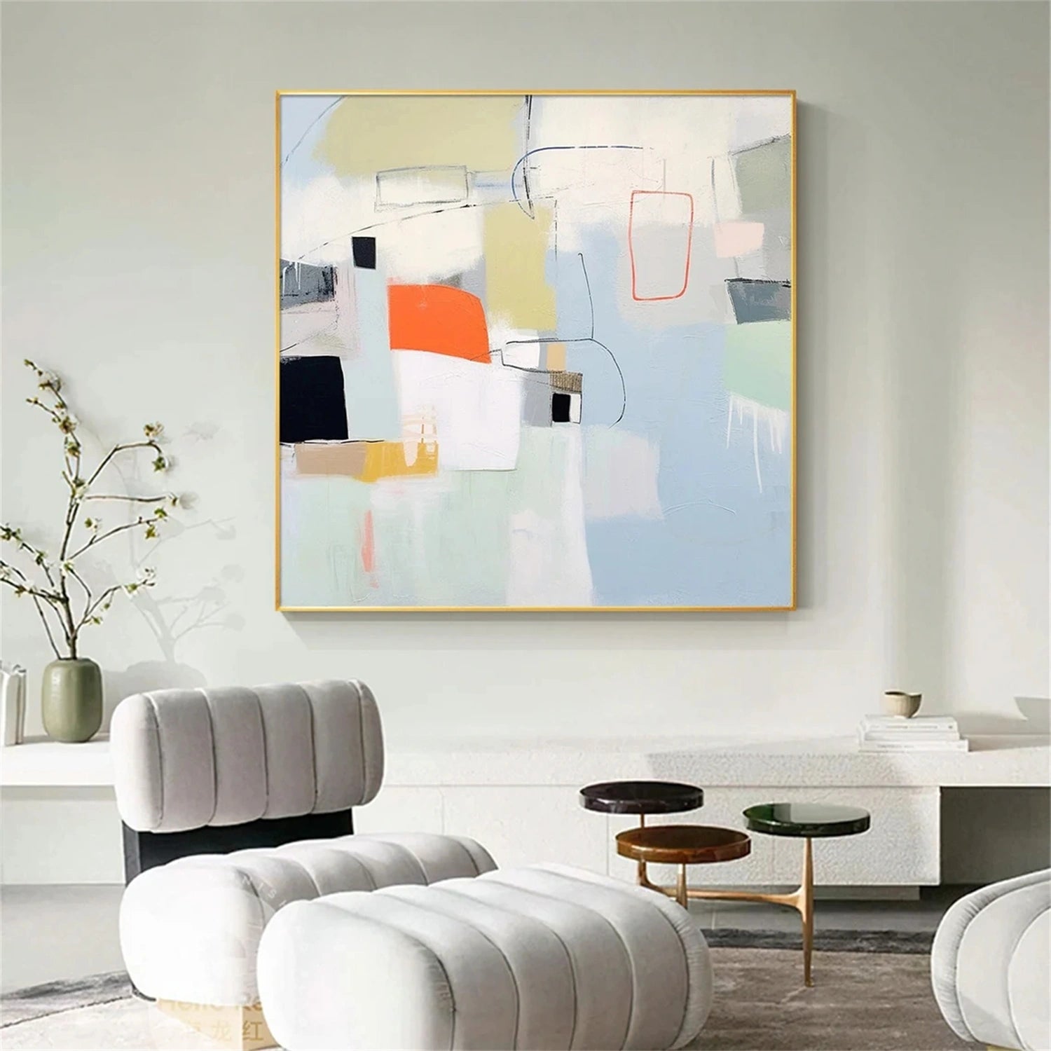 Soft Color Abstract Wall Decor | Hand-Painted #TB 096