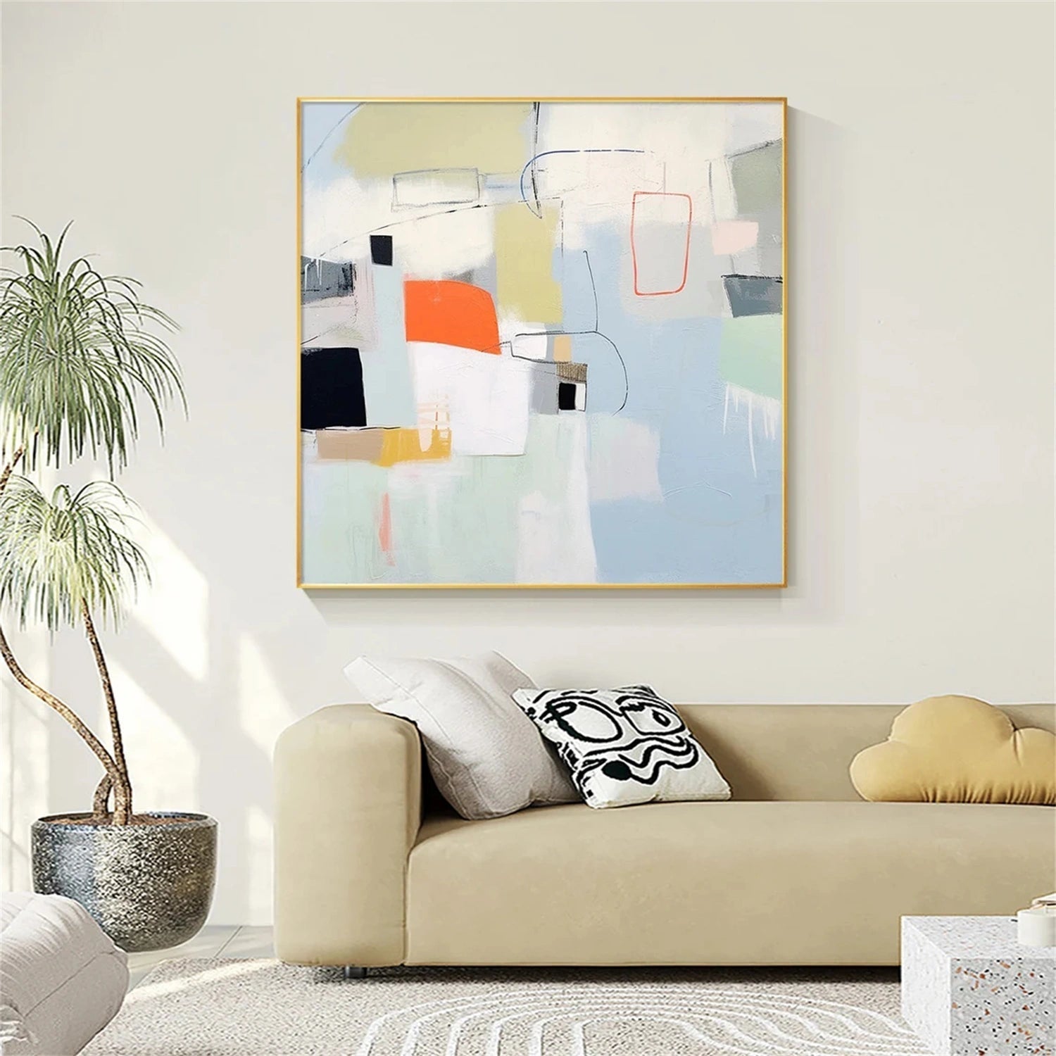 Soft Color Abstract Wall Decor | Hand-Painted #TB 096