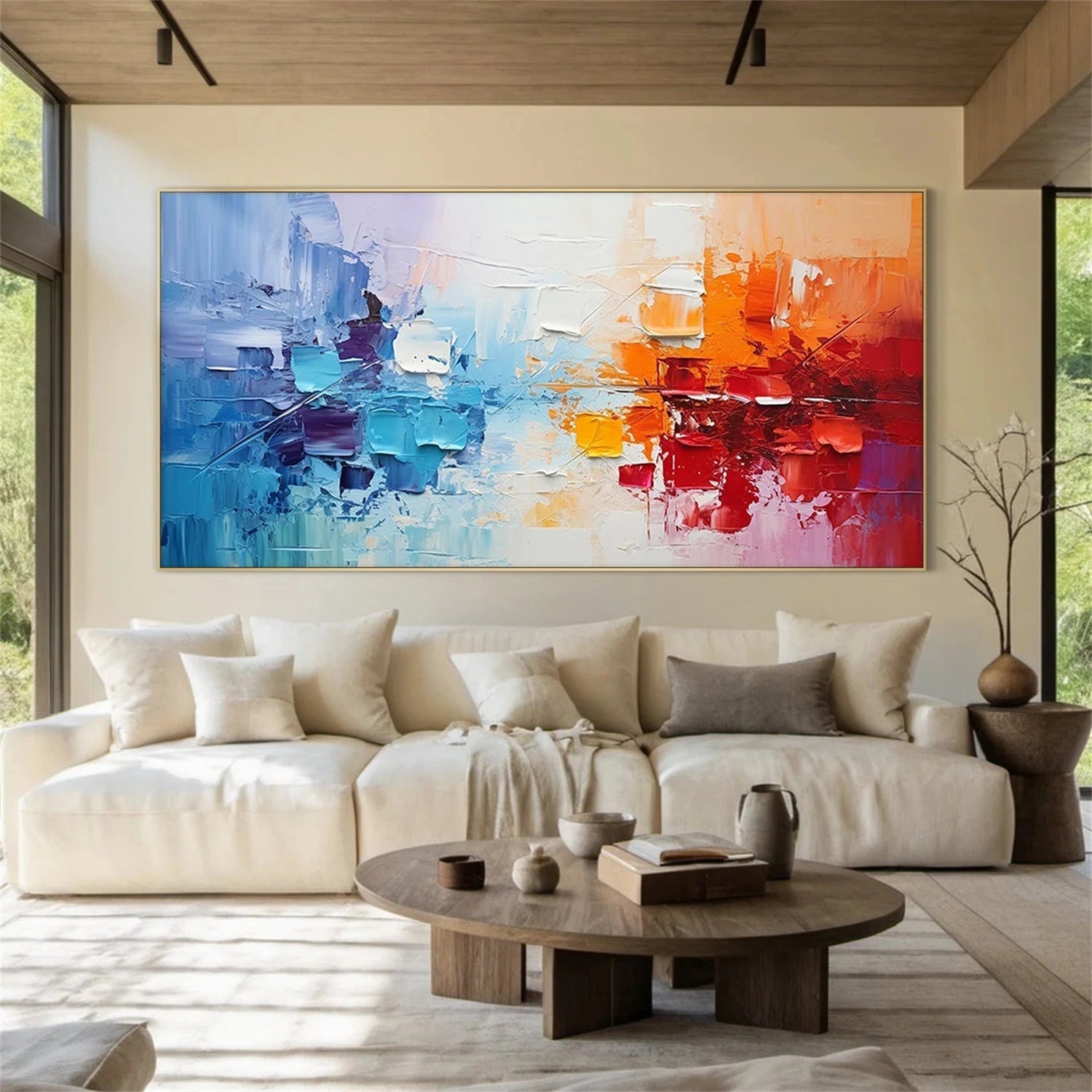 Large Textured Abstract Art | Cool to Warm Palette #TB 100
