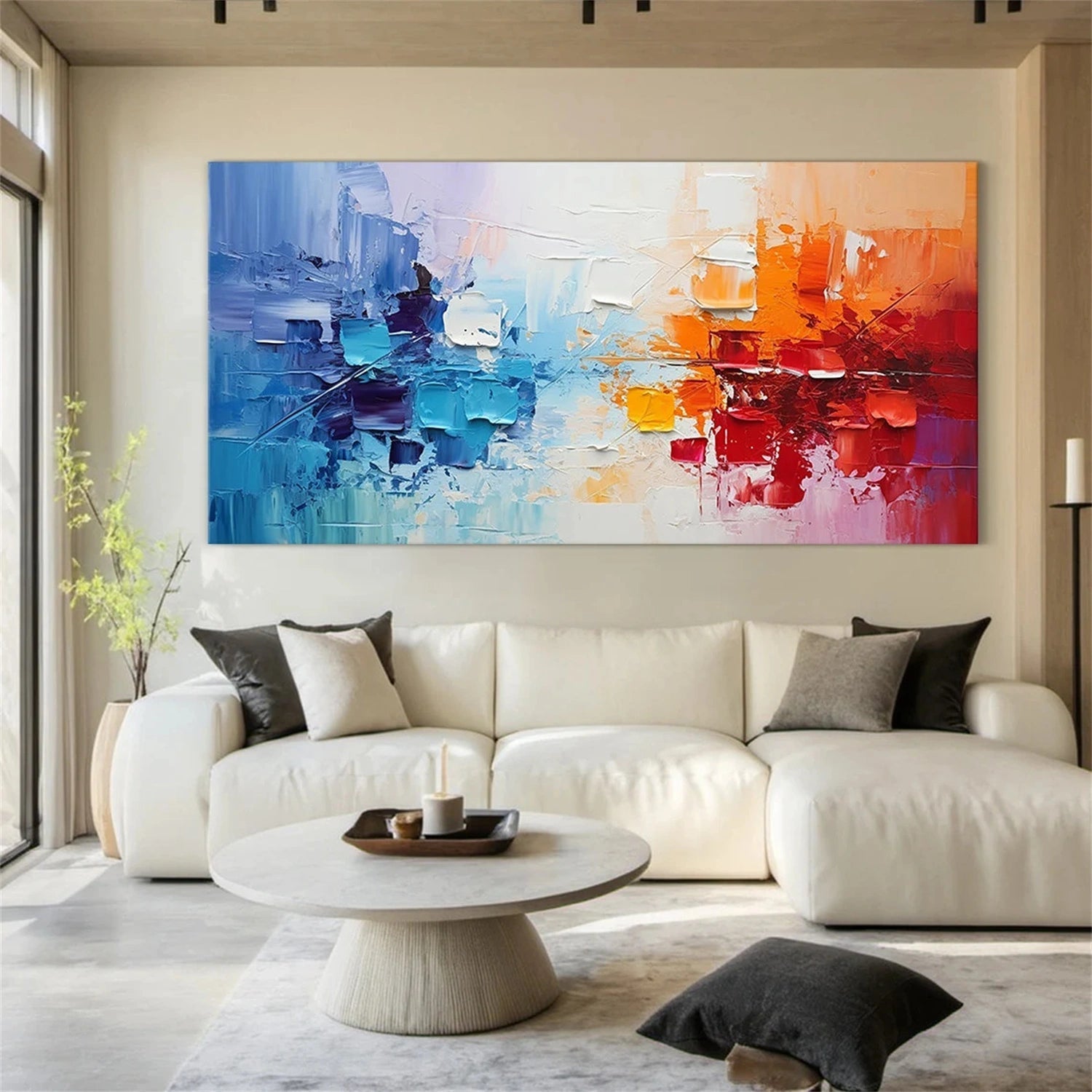 Large Textured Abstract Art | Cool to Warm Palette #TB 100