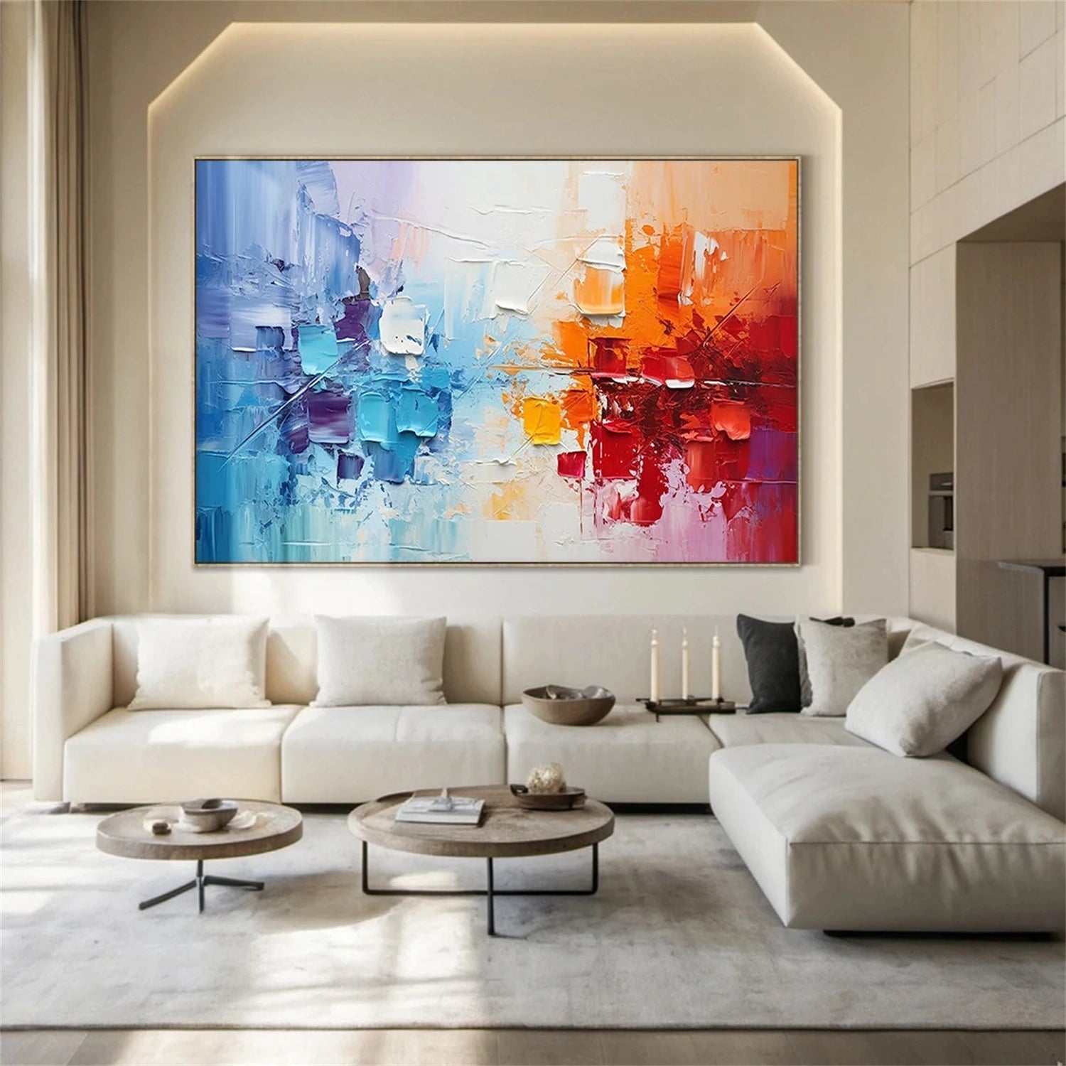 Large Textured Abstract Art | Cool to Warm Palette #TB 100