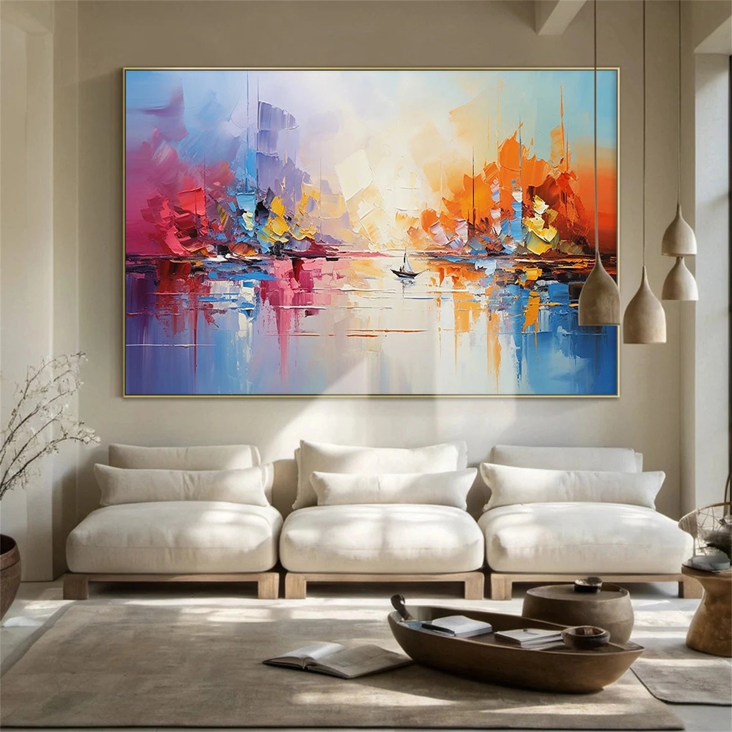 Abstract Cityscape Painting | Colorful Seascape Art #TB 101