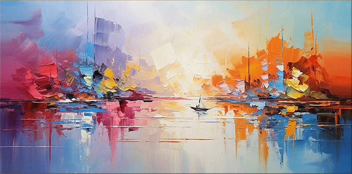 Abstract Cityscape Painting | Colorful Seascape Art #TB 101