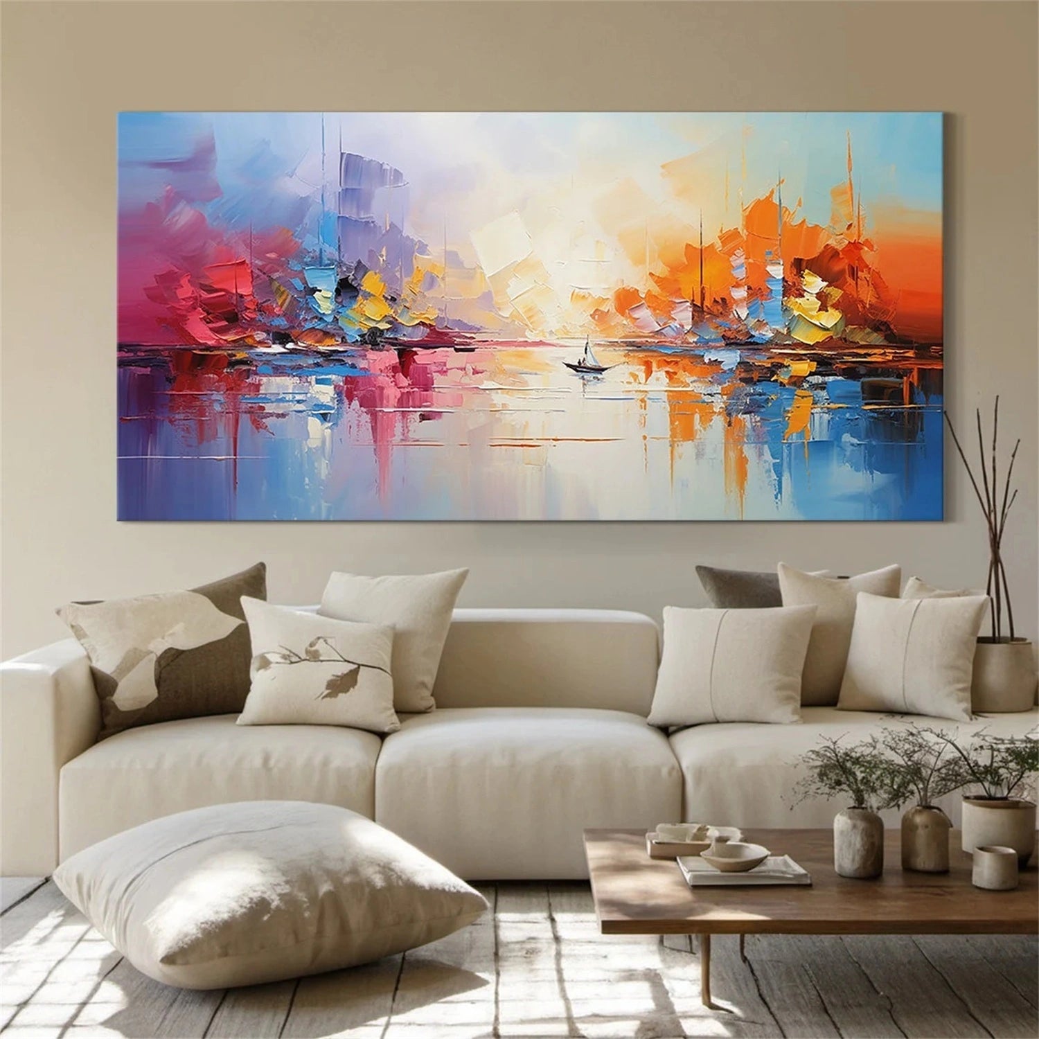 Abstract Cityscape Painting | Colorful Seascape Art #TB 101