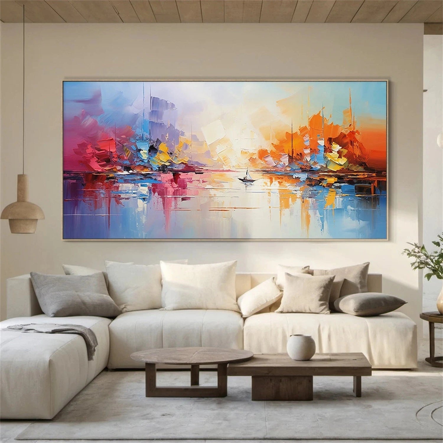Abstract Cityscape Painting | Colorful Seascape Art #TB 101