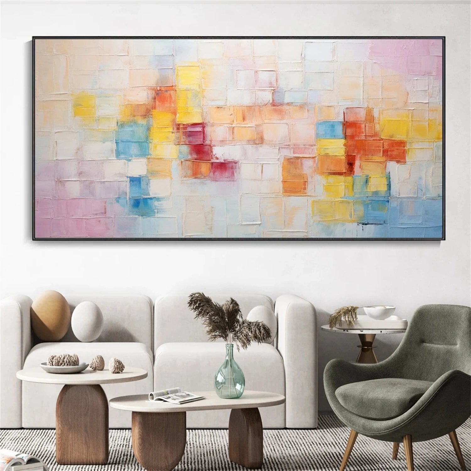 Pastel Geometric Abstract | Modern Oil Painting #TB 104