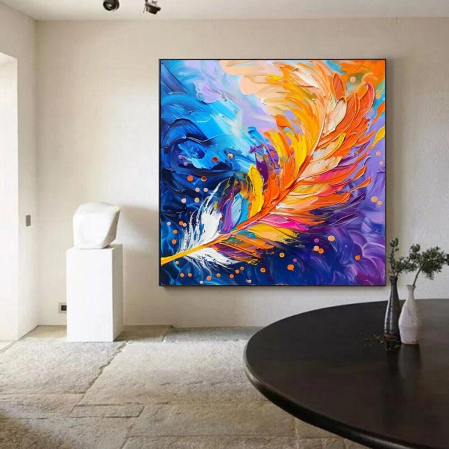 Colorful Feather Abstract Art | Textured Oil Painting #TB 107