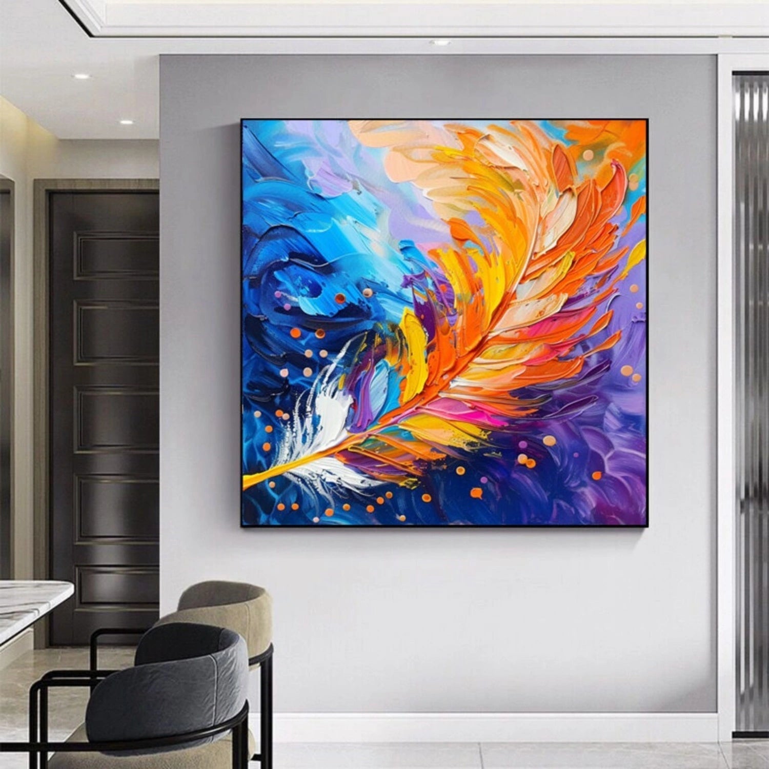 Colorful Feather Abstract Art | Textured Oil Painting #TB 107