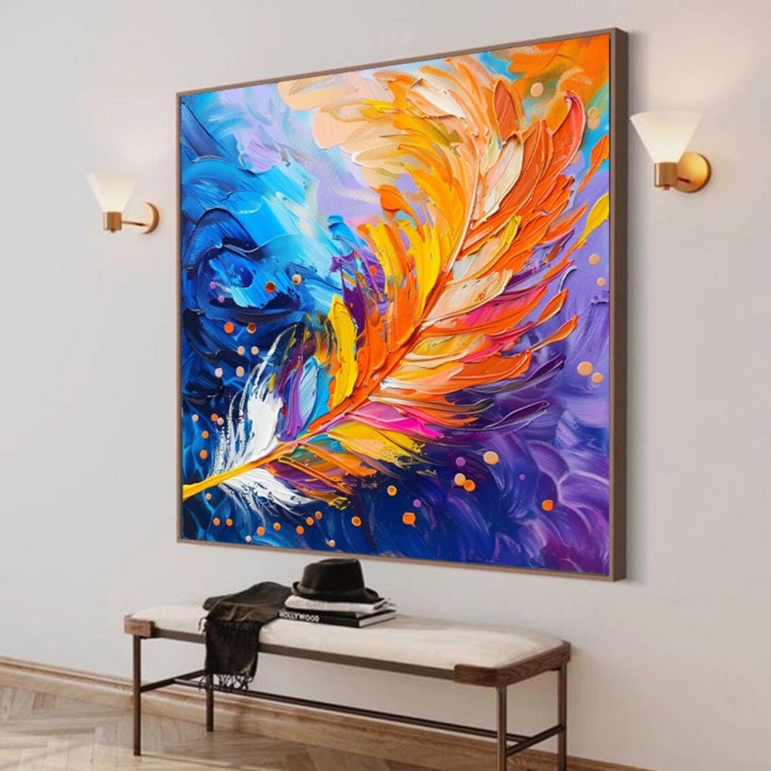 Colorful Feather Abstract Art | Textured Oil Painting #TB 107