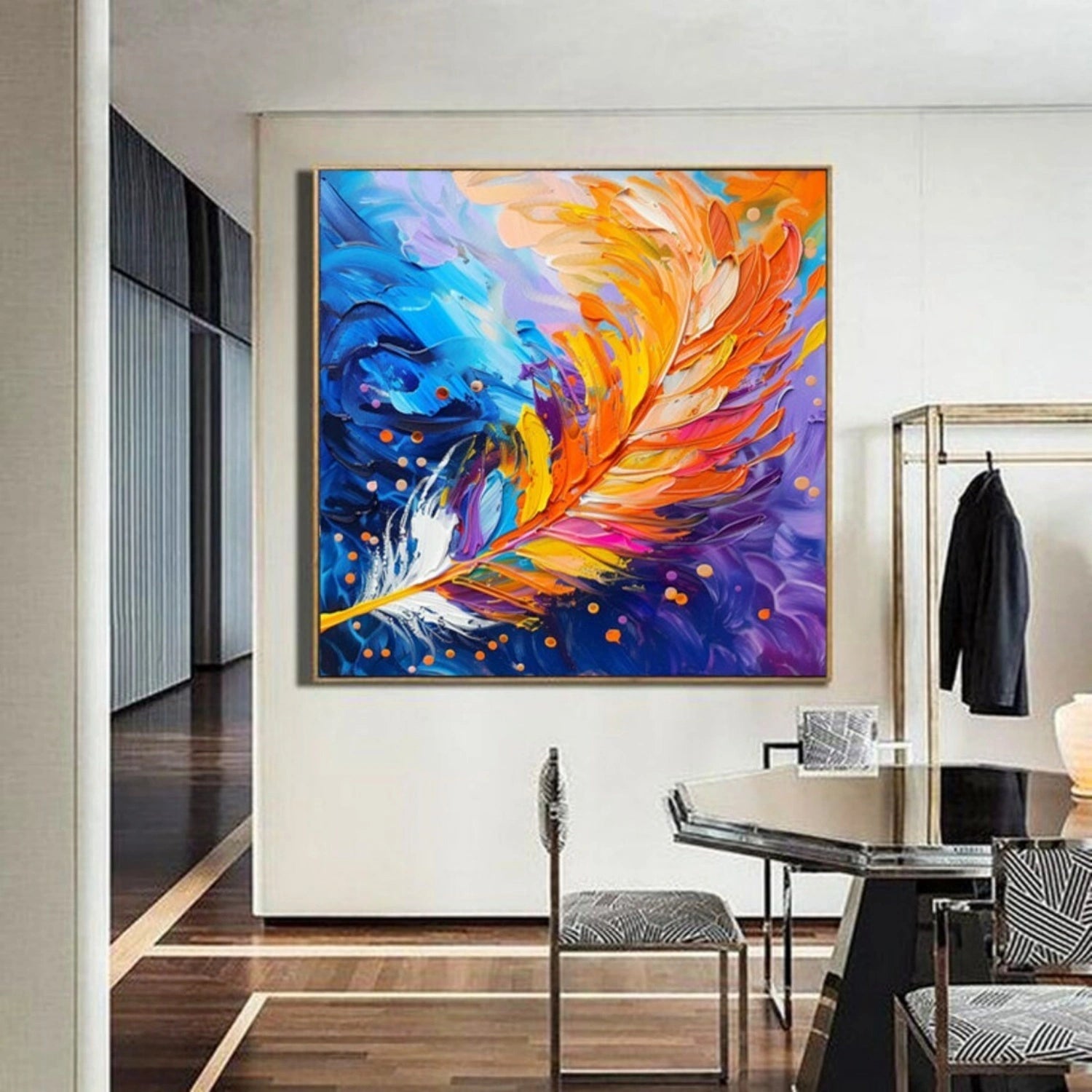 Colorful Feather Abstract Art | Textured Oil Painting #TB 107