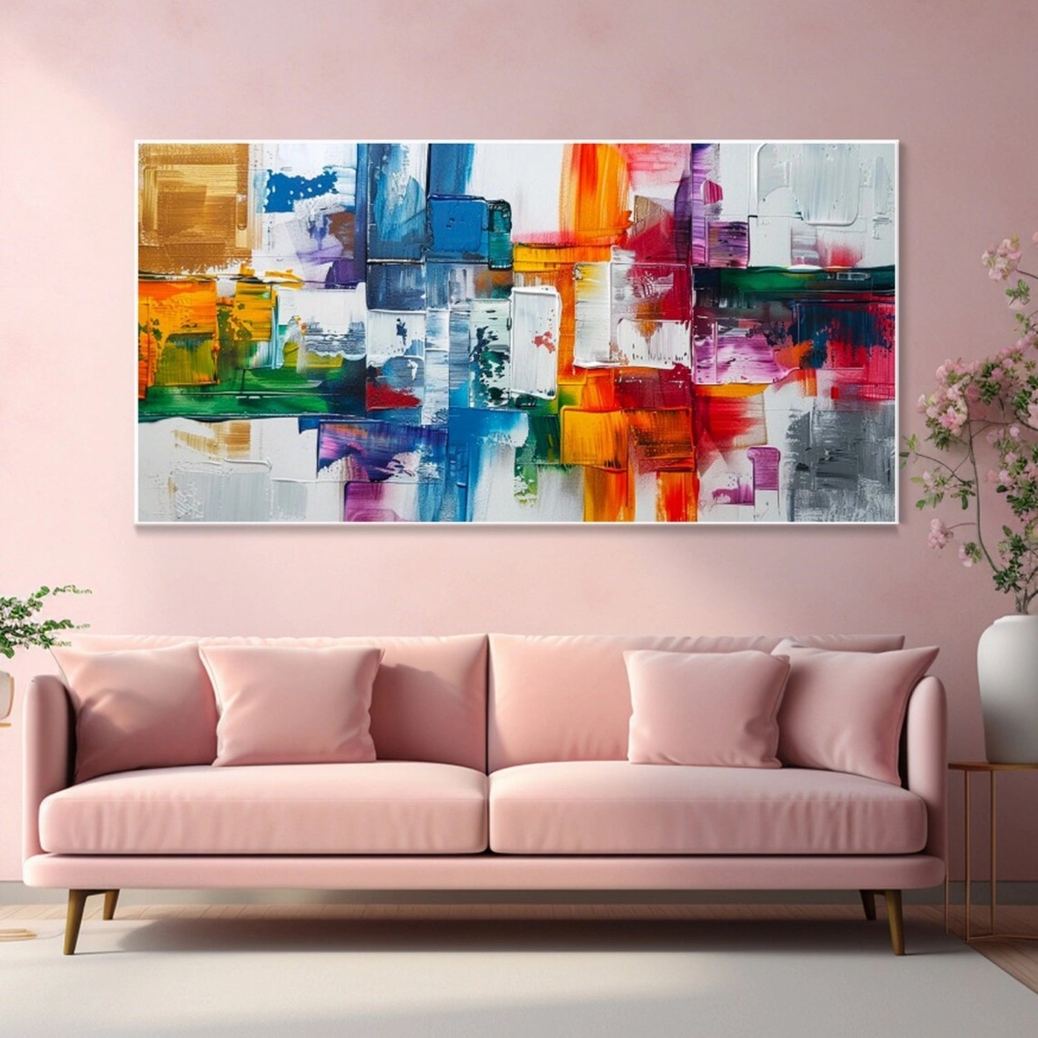 Multi-Color Abstract Art | Textured Square Oil #TB 110