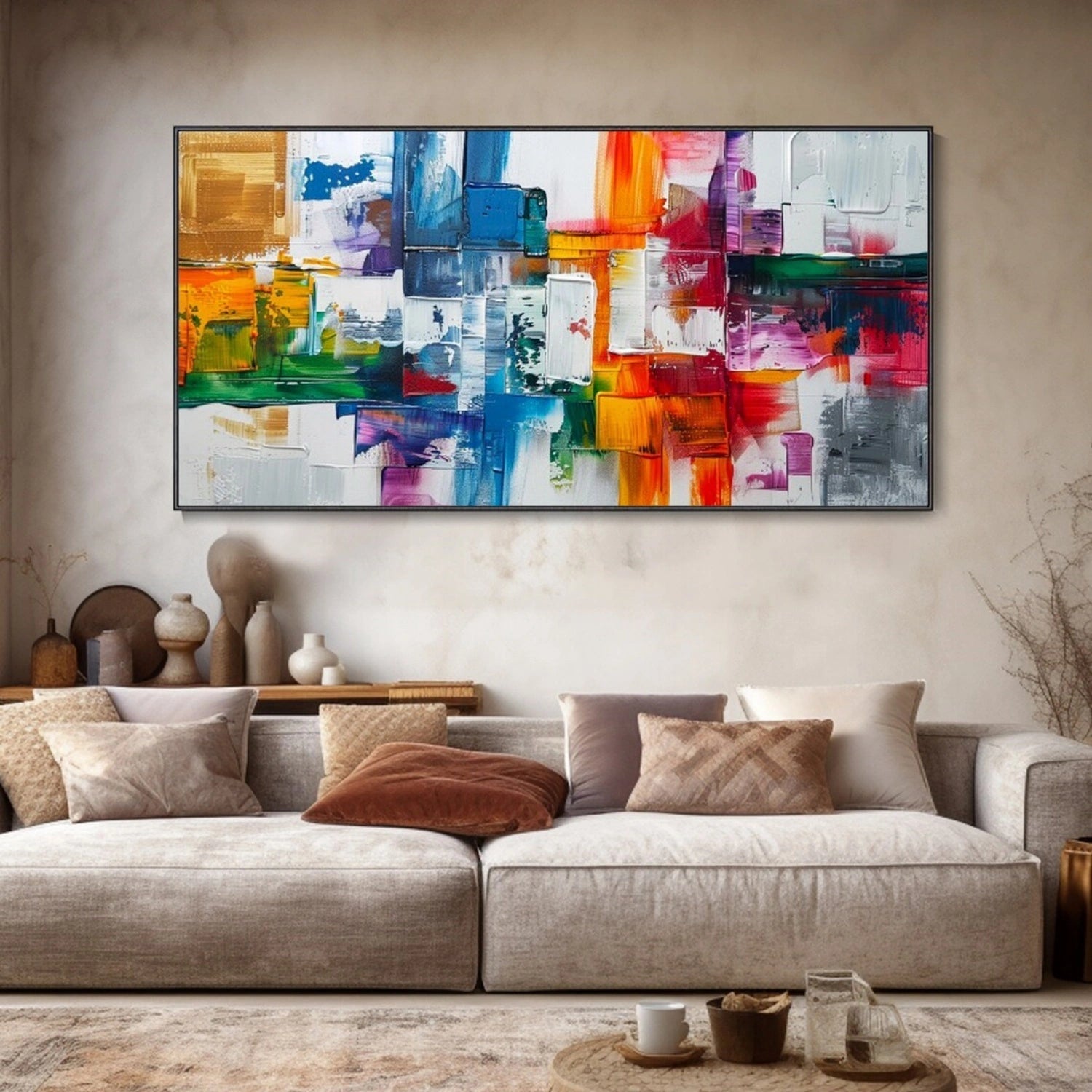 Multi-Color Abstract Art | Textured Square Oil #TB 110