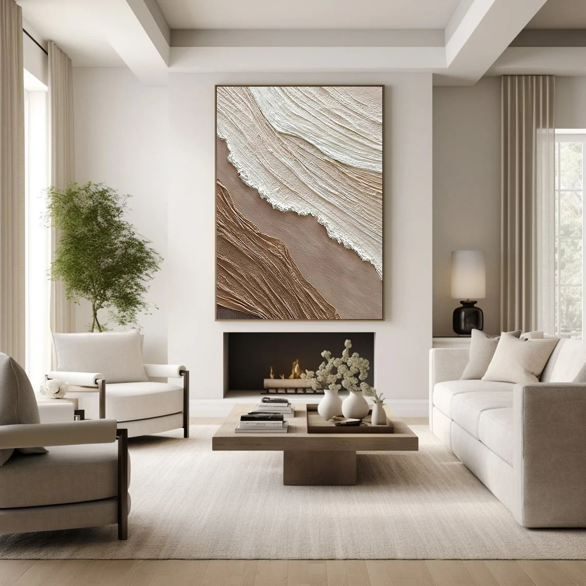 Wabi Sabi Textured Wall Art | Vertical Abstract Neutral Canvas Decor #ZZ 116