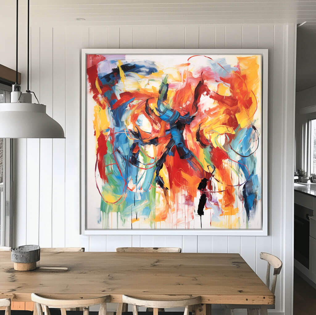 Large Colorful Abstract Wall Art | Square Contemporary Canvas Painting #ZZ 216