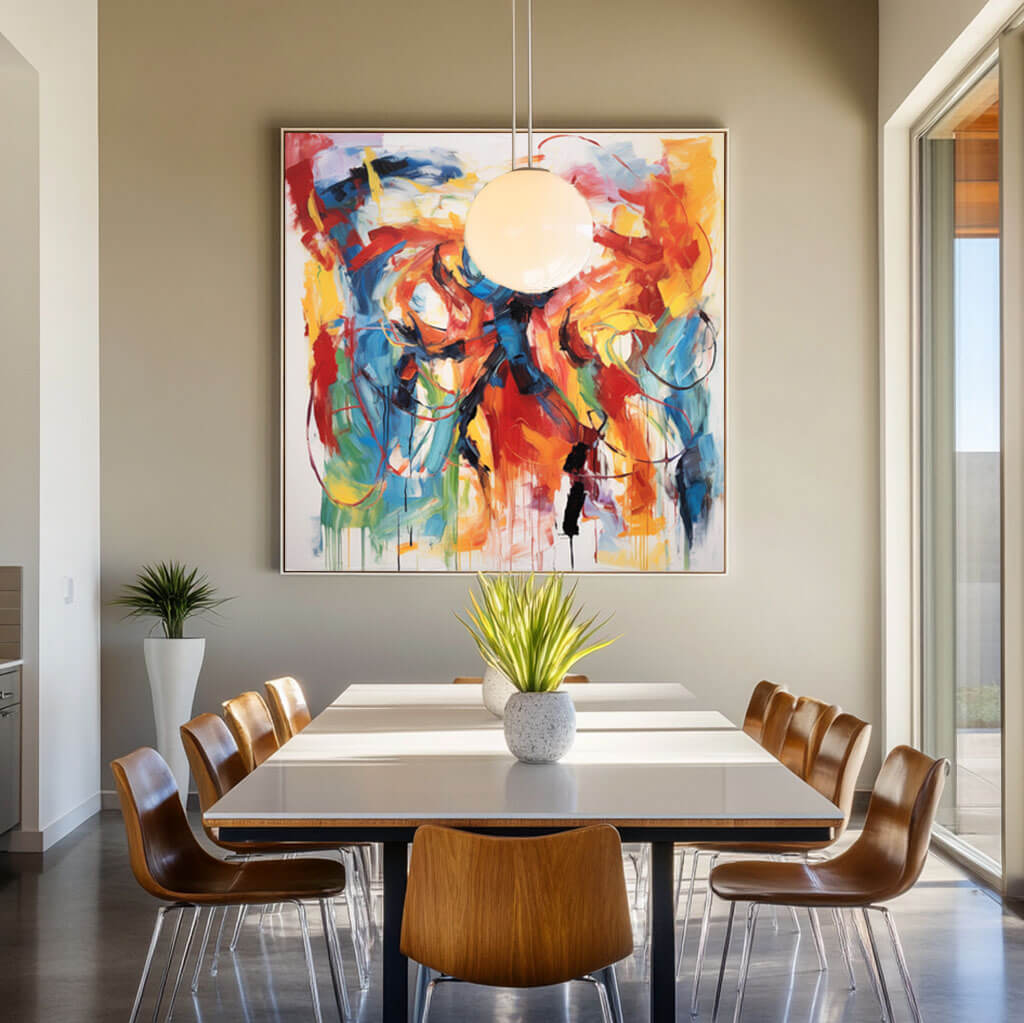 Large Colorful Abstract Wall Art | Square Contemporary Canvas Painting #ZZ 216
