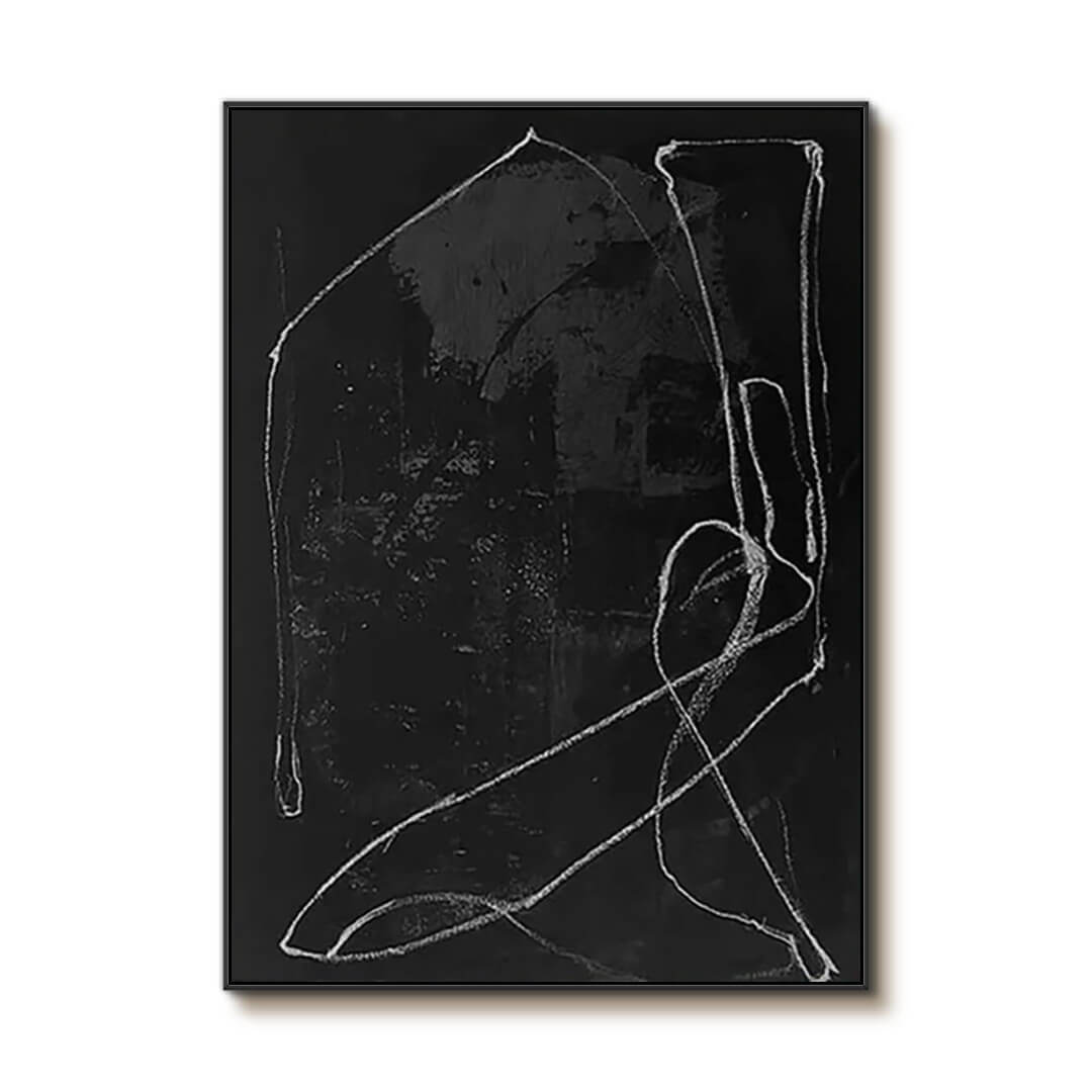 Japandi Style Wall Art | Minimalist Black Line Painting #AA 255