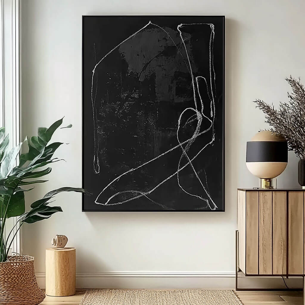 Japandi Style Wall Art | Minimalist Black Line Painting #AA 255