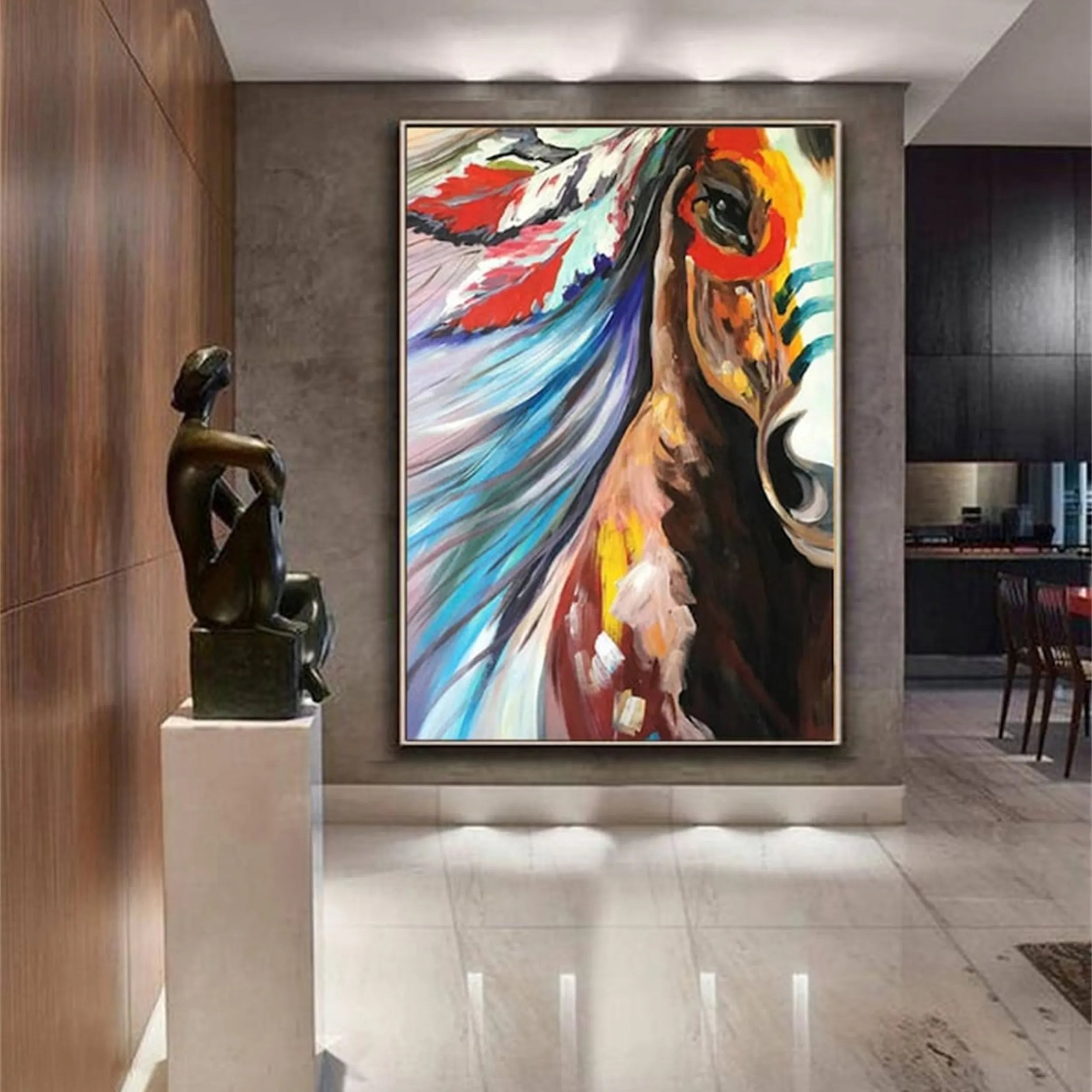 Colorful Abstract Horse Painting | Large Vibrant Equine Wall Art #ZZ 149