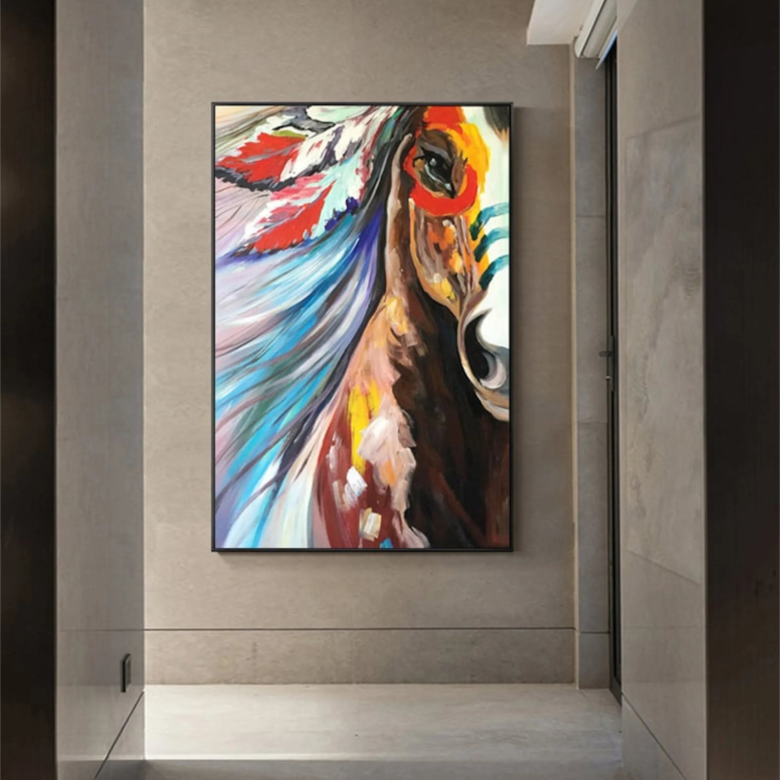 Colorful Abstract Horse Painting | Large Vibrant Equine Wall Art #ZZ 149