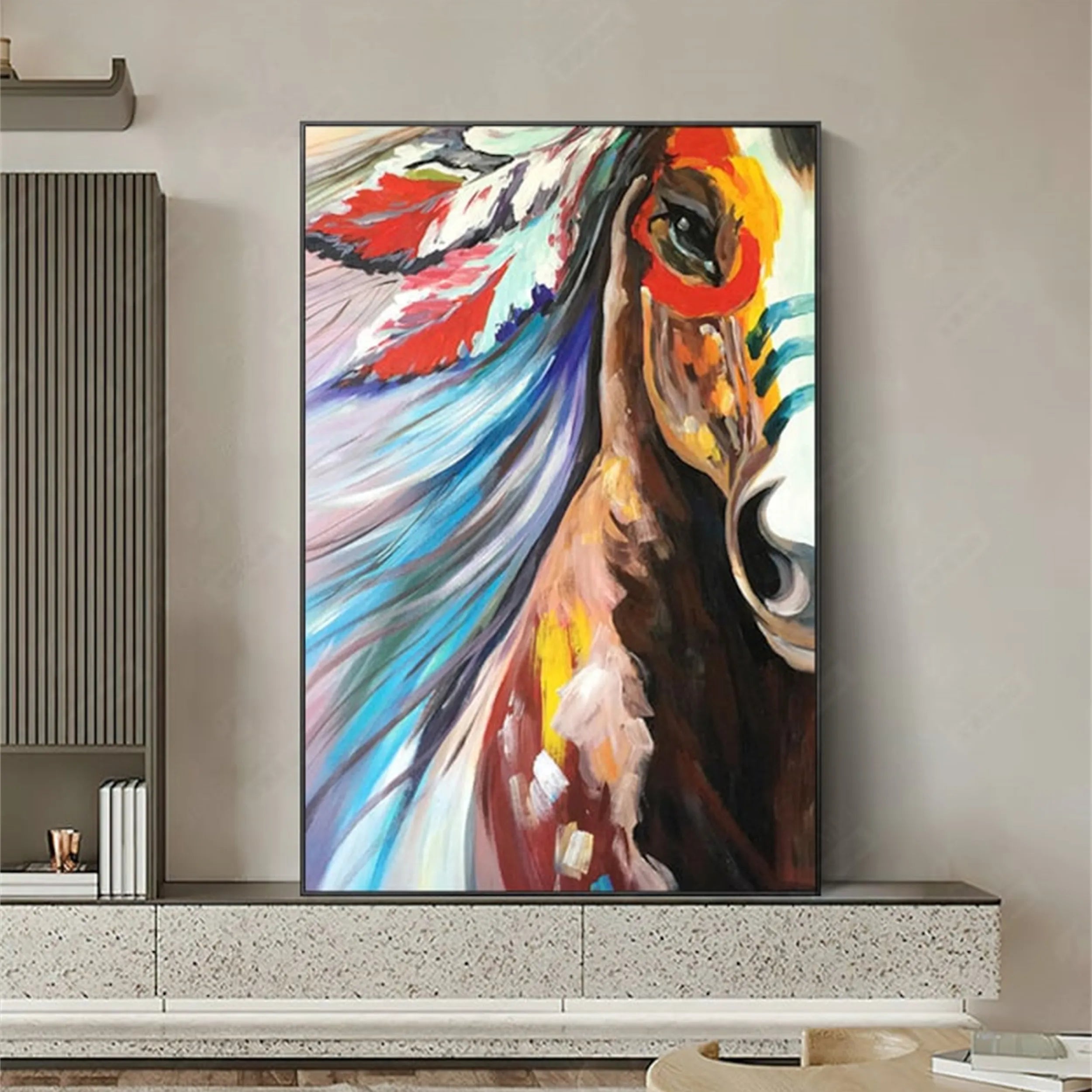 Colorful Abstract Horse Painting | Large Vibrant Equine Wall Art #ZZ 149