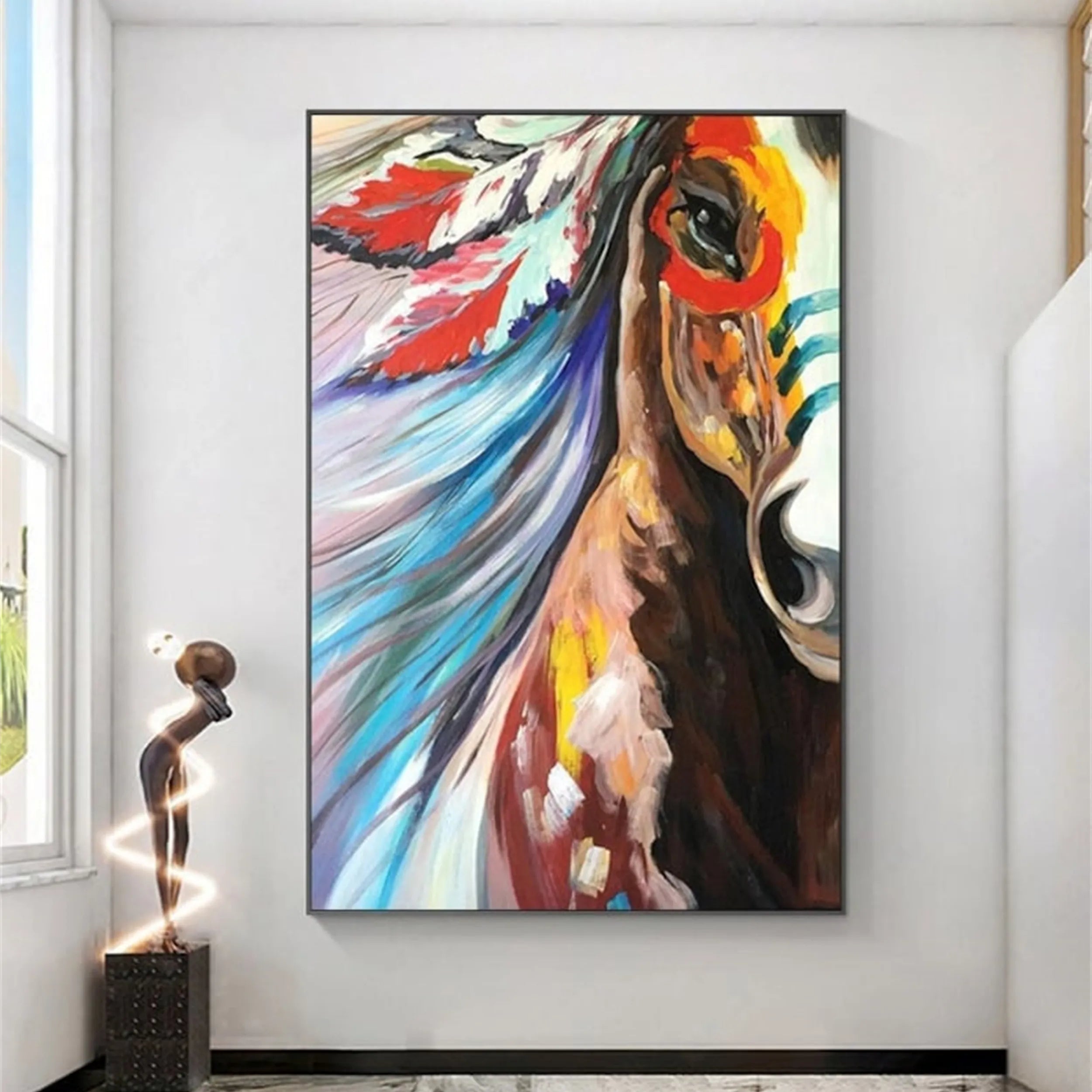 Colorful Abstract Horse Painting | Large Vibrant Equine Wall Art #ZZ 149