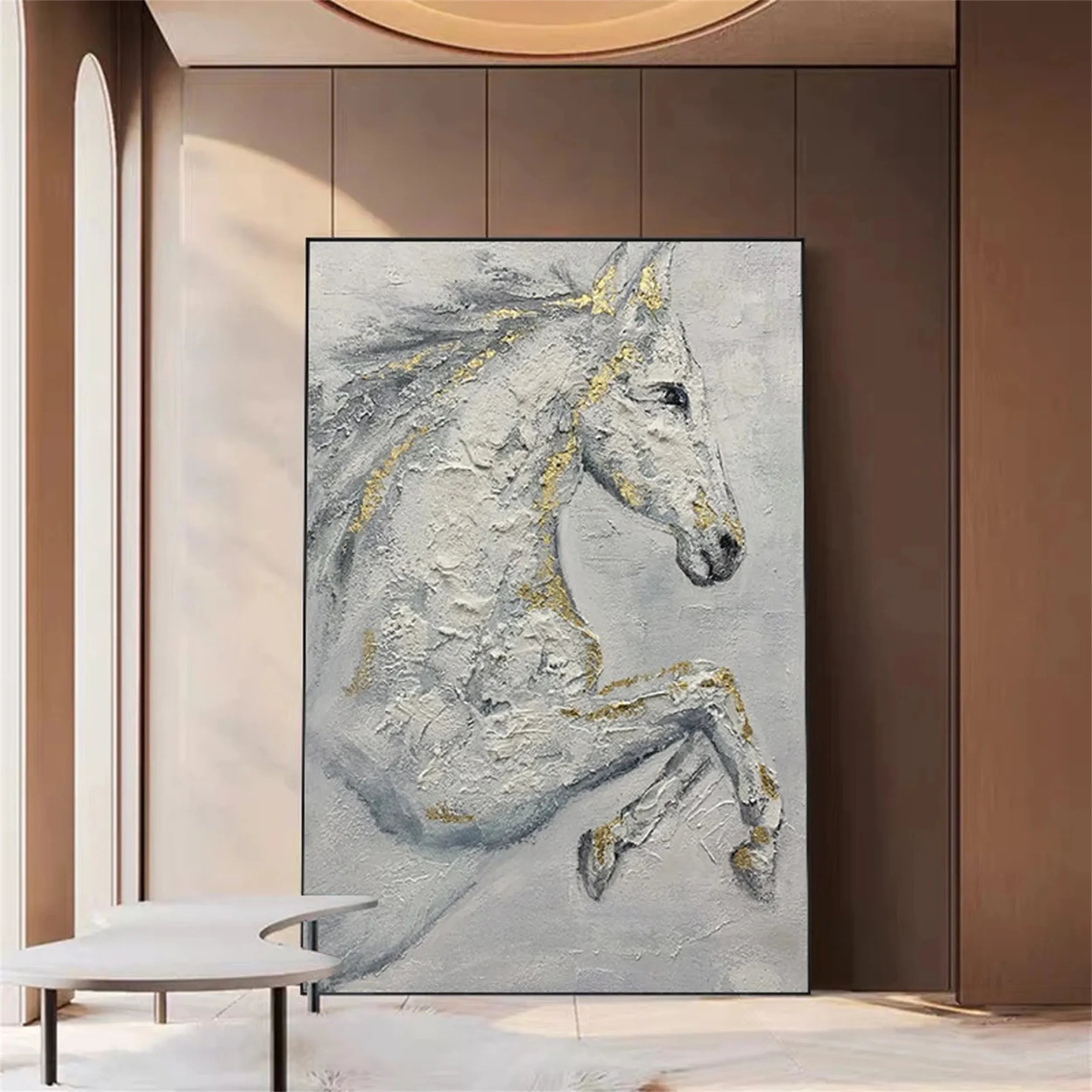 Oversized Vertical Wall Art | Textured White Horse Painting #ZZ 150