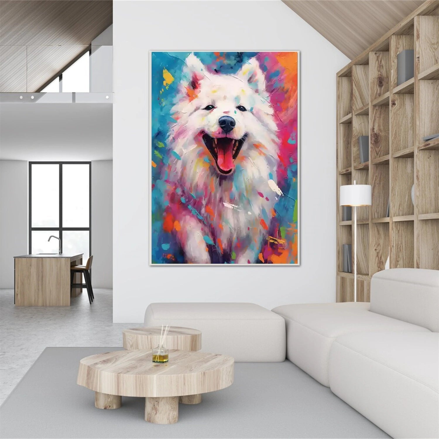 Contemporary Pet Portrait | Large Textured Dog Painting Colorful #ZZ 159