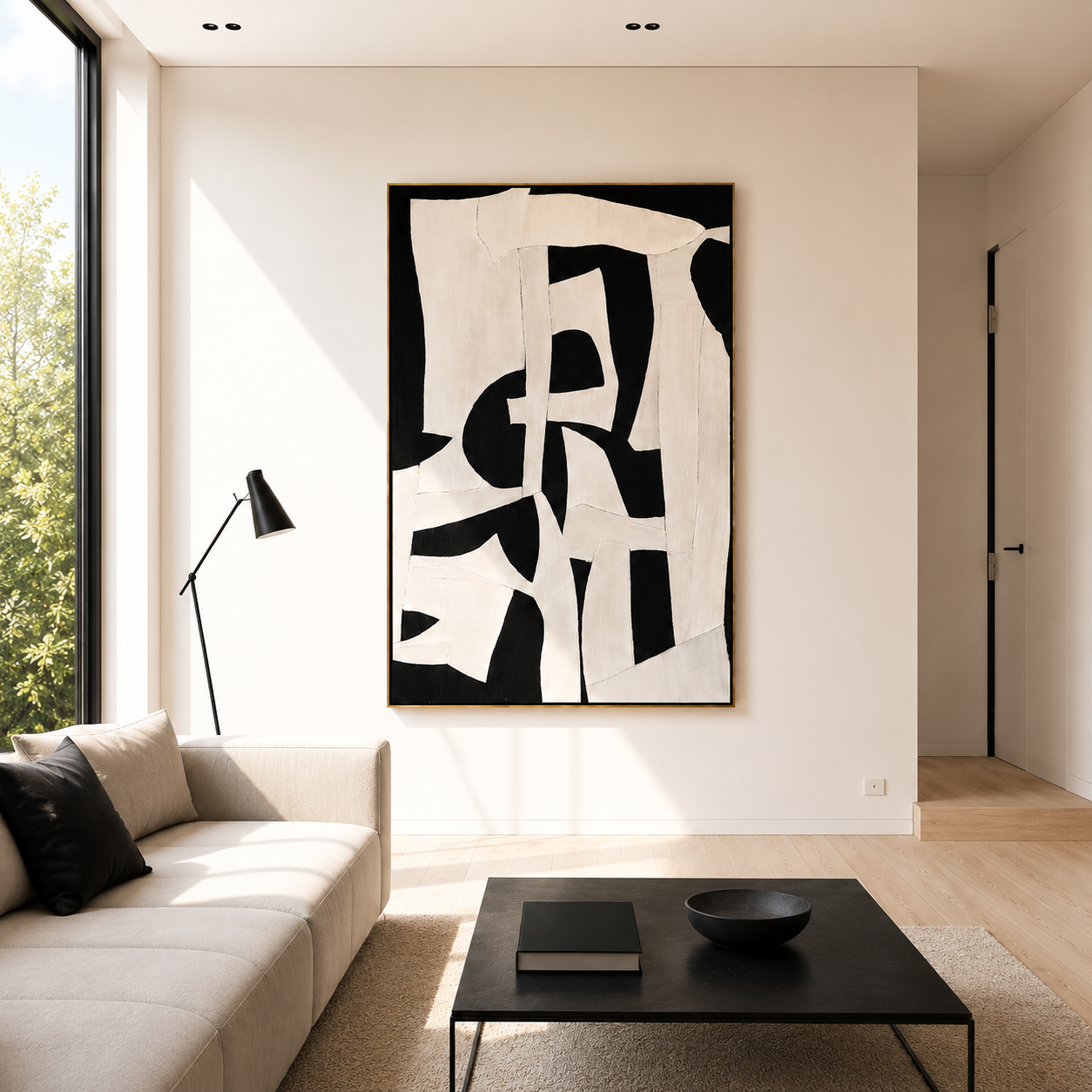 Monochrome Balance – Black and White Abstract Geometric Wall Art