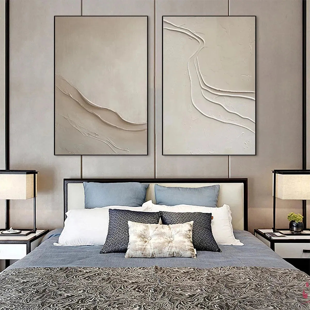 Minimalist 3D Wall Art Set of 2 | Textured Diptych #AA 296