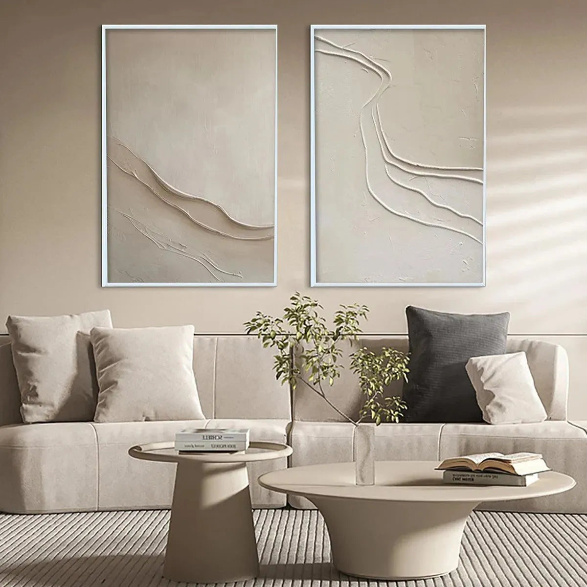 Minimalist 3D Wall Art Set of 2 | Textured Diptych #AA 296