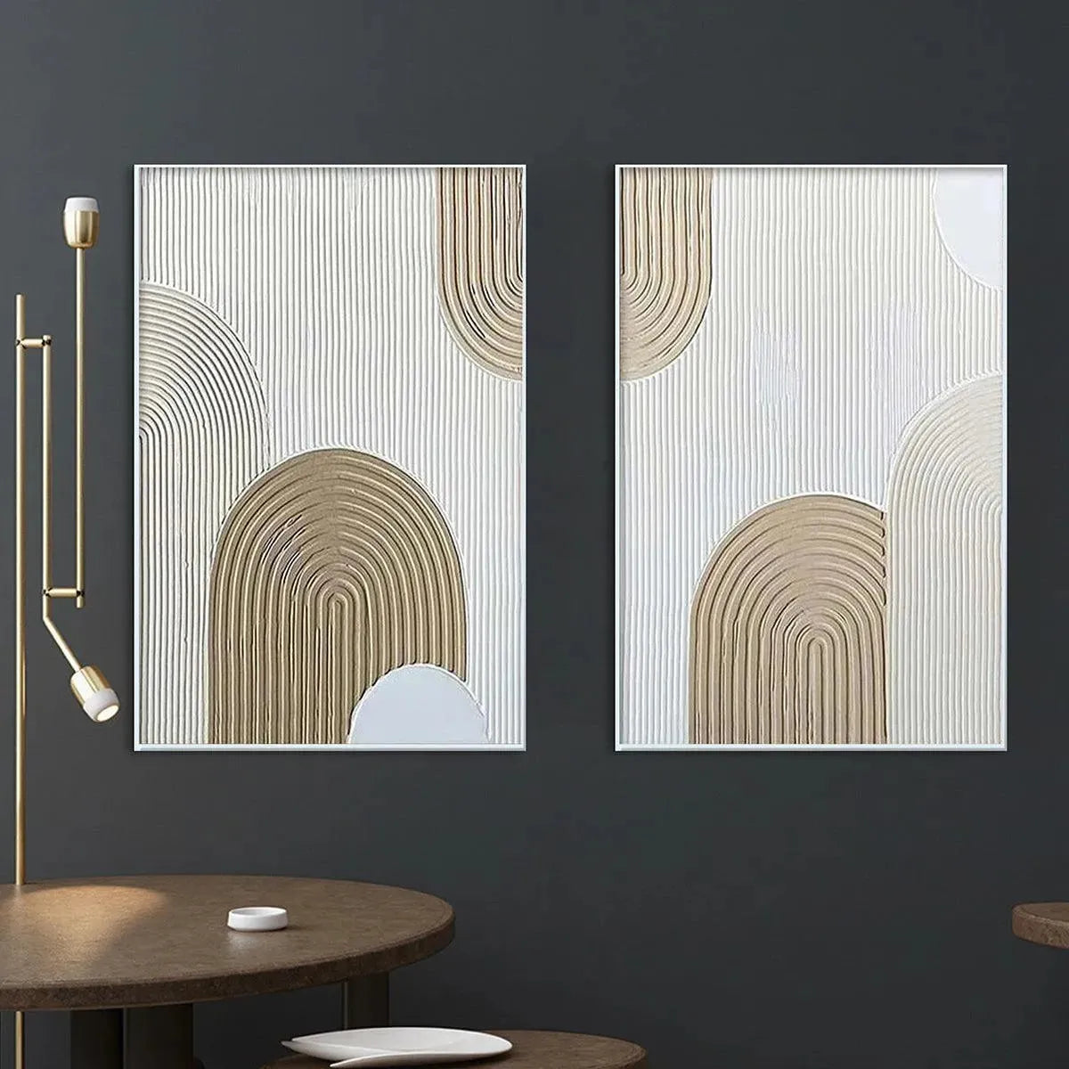 Abstract Textured Wall Art | Modern Neutral Paintings Set of 2 #ZZ 246