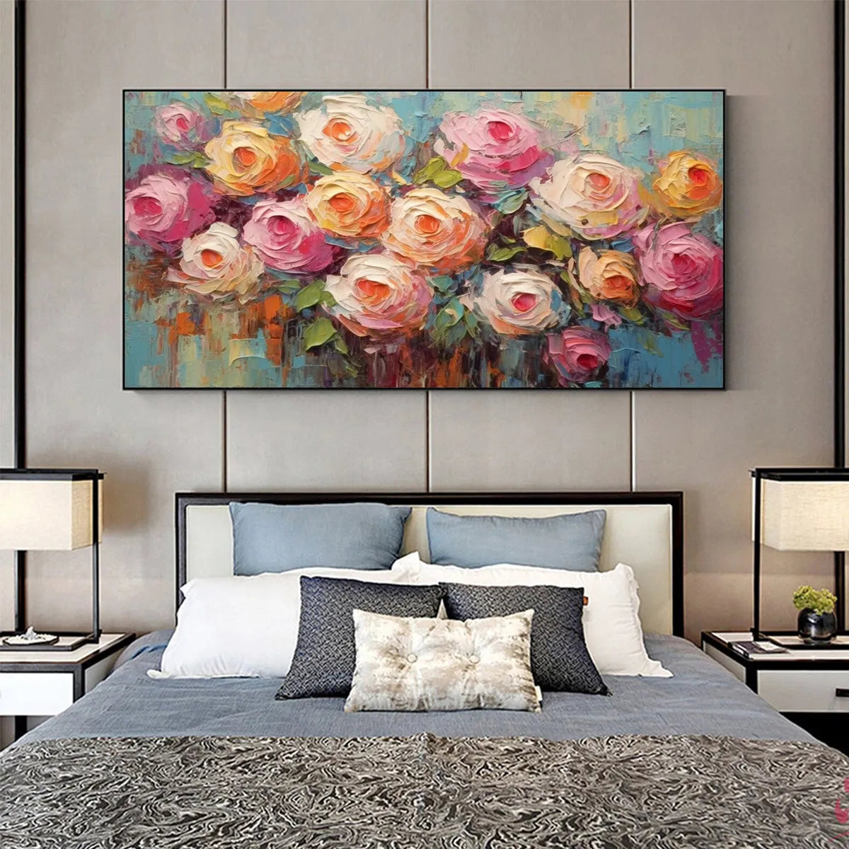 Textured 3D Rose Painting | Colorful Impasto Floral Art #AA 186
