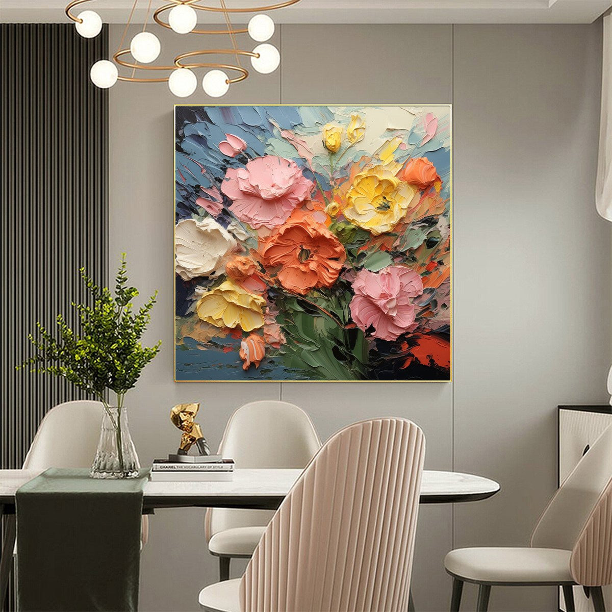 Textured 3D Floral Painting | Impasto Bouquet Art #AA 191