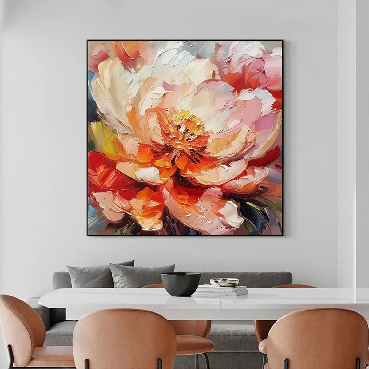 Textured 3D Peony Painting | Colorful Impasto Floral Art #AA 193
