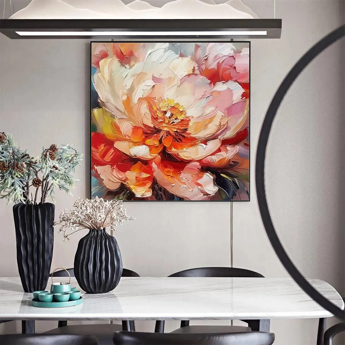 Textured 3D Peony Painting | Colorful Impasto Floral Art #AA 193