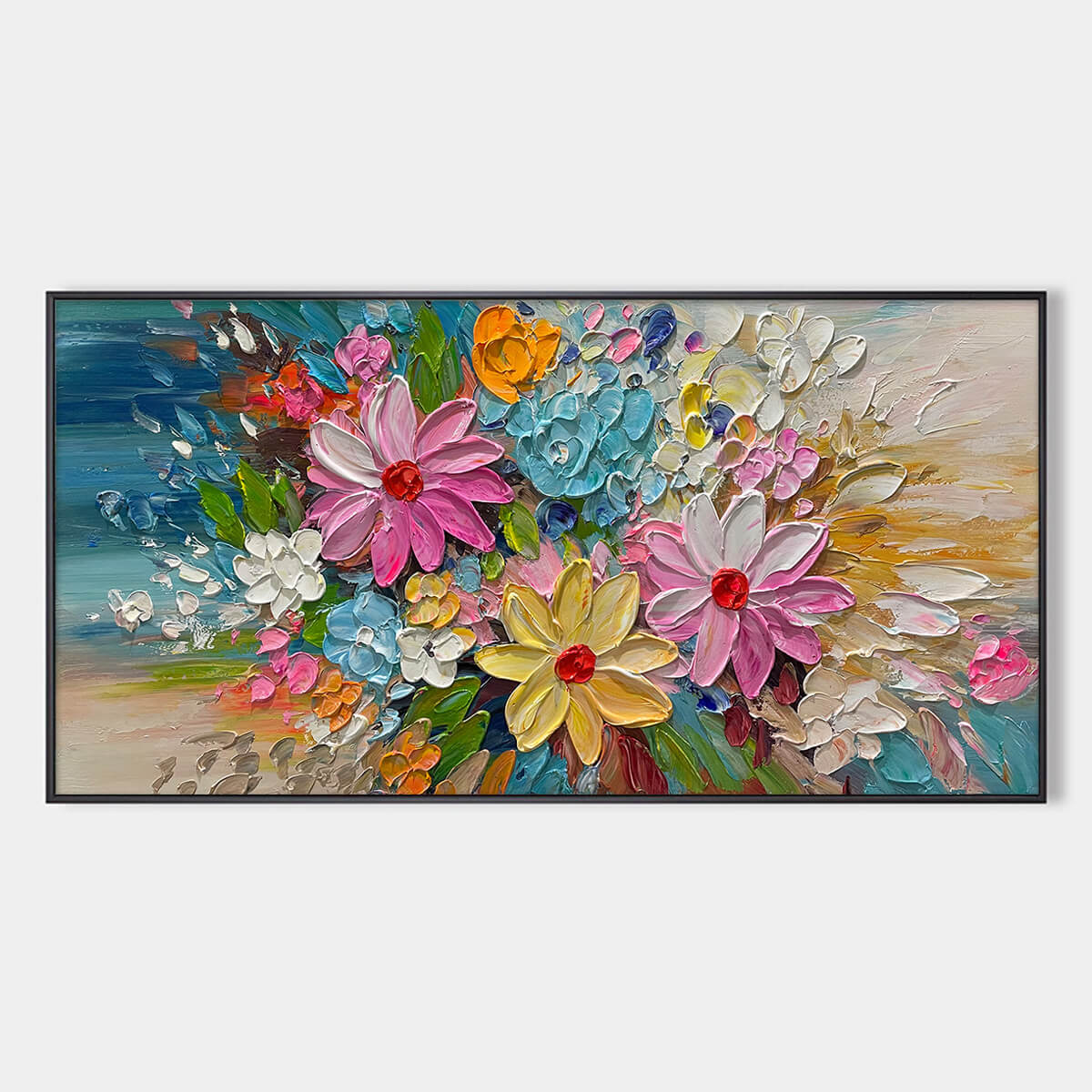 Abstract Daisy & Cosmos Painting | Colorful 3D Floral Art #AA 194