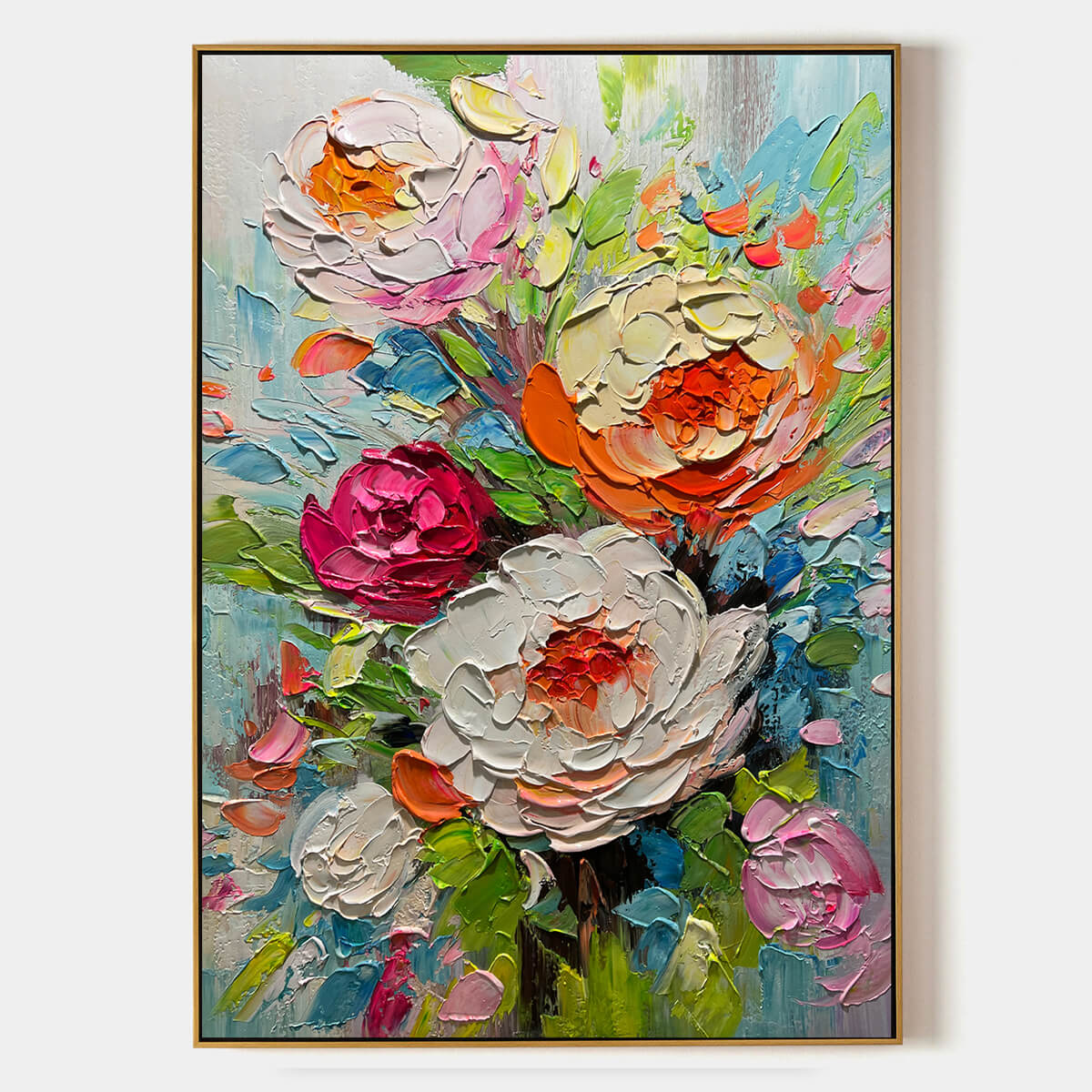 Textured 3D Floral Painting | Colorful Impasto Bouquet Art #AA 195