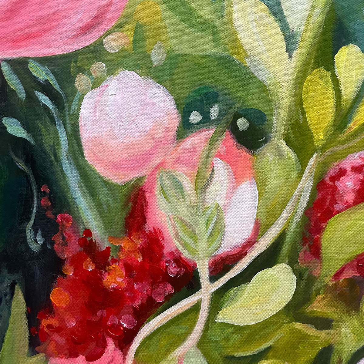 Lush Wildflower Garden Painting | Colorful Botanical Art #AA 200