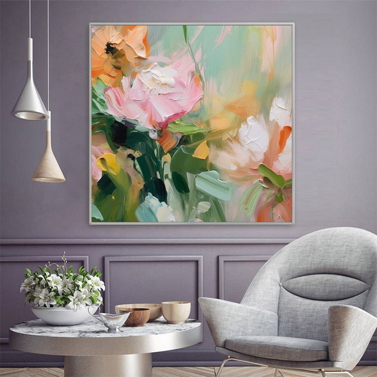 Joyful Abstract Bouquet Painting | Vibrant & Colorful Wall Decor #AA 198