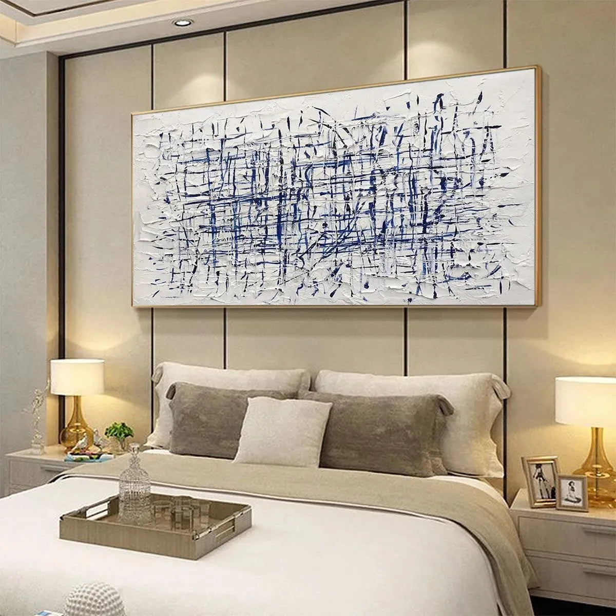 Textured Blue & White Abstract Art | Minimalist 3D Painting #AA 202