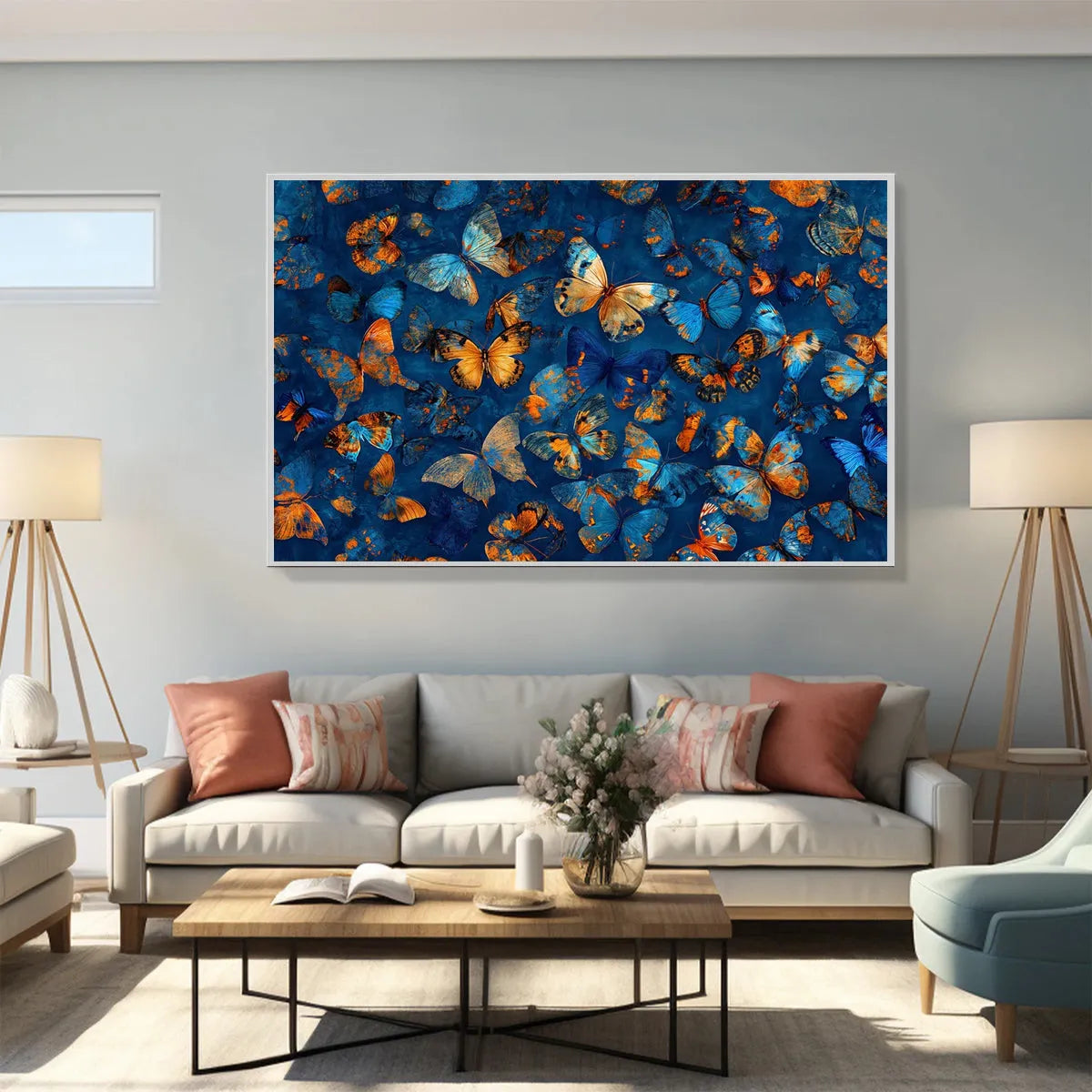 Vibrant Butterfly Wall Art | Original Blue & Orange Painting #ZZ 257