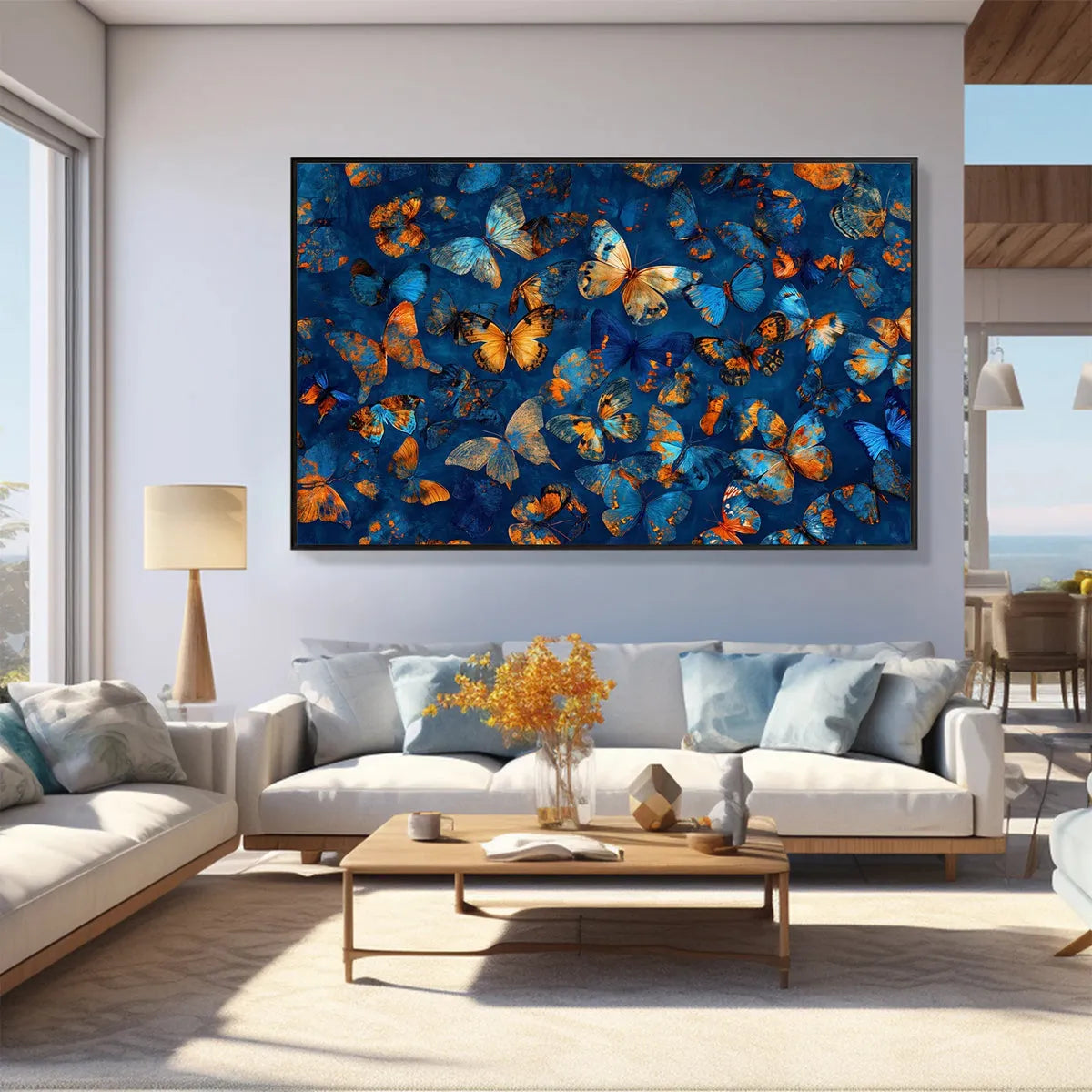 Vibrant Butterfly Wall Art | Original Blue & Orange Painting #ZZ 257