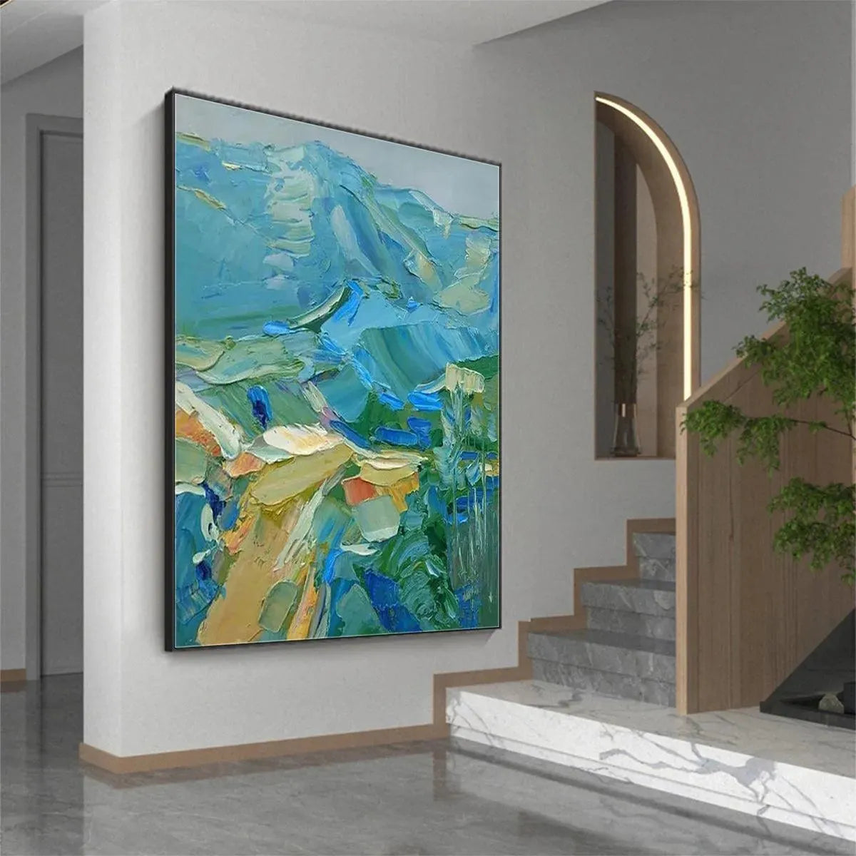 Textured Impasto Mountain Painting | Abstract Landscape Wall Art #TC 250