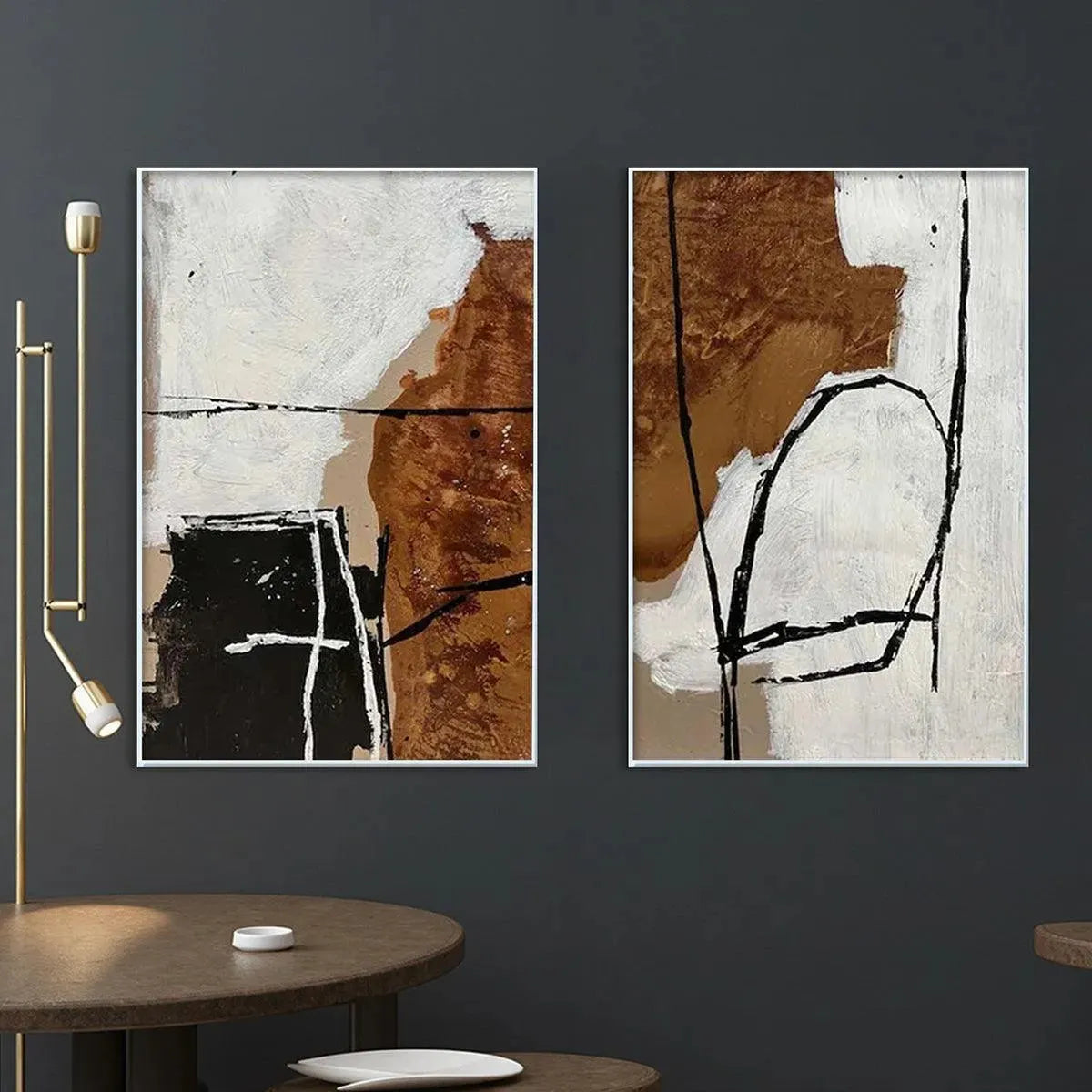 Earth Tone Abstract Art | Black, White & Brown Decor #AA 306