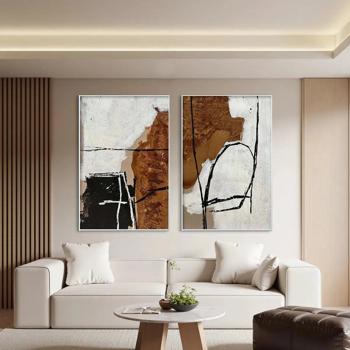 Earth Tone Abstract Art | Black, White & Brown Decor #AA 306