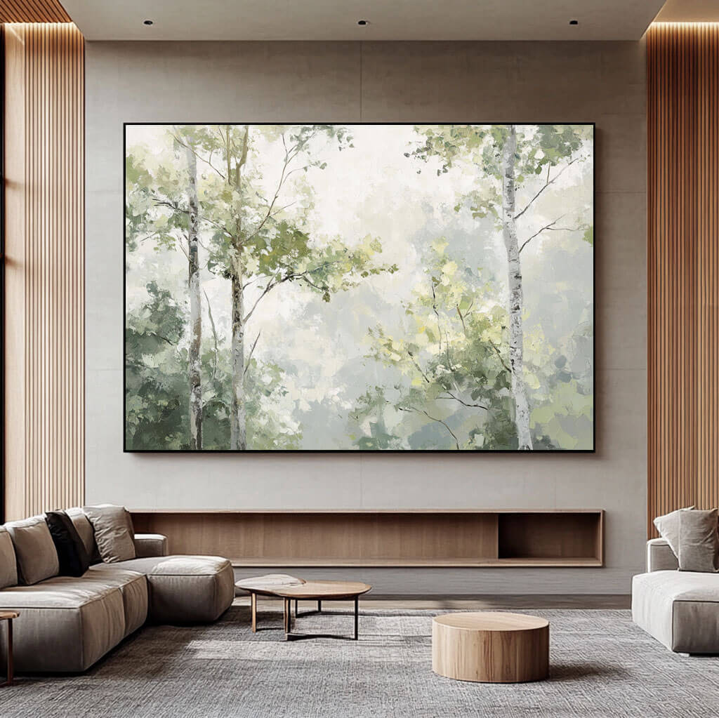 Serene Misty Forest Painting | Calming Nature Wall Art #AA 271